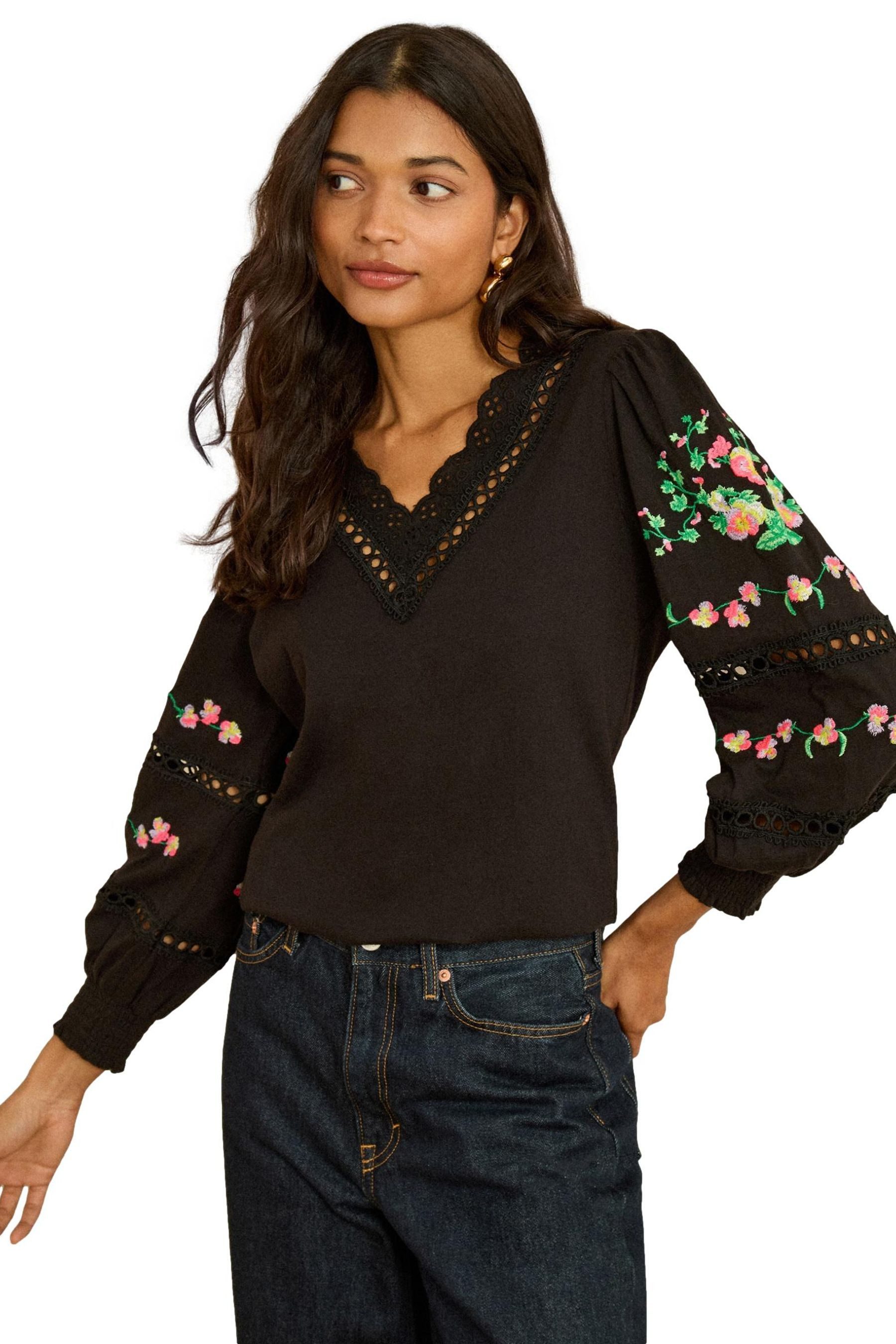 Love & Roses Langarmbluse Love & Roses Oberteil mit V-Ausschnitt, Regular (1-tlg)