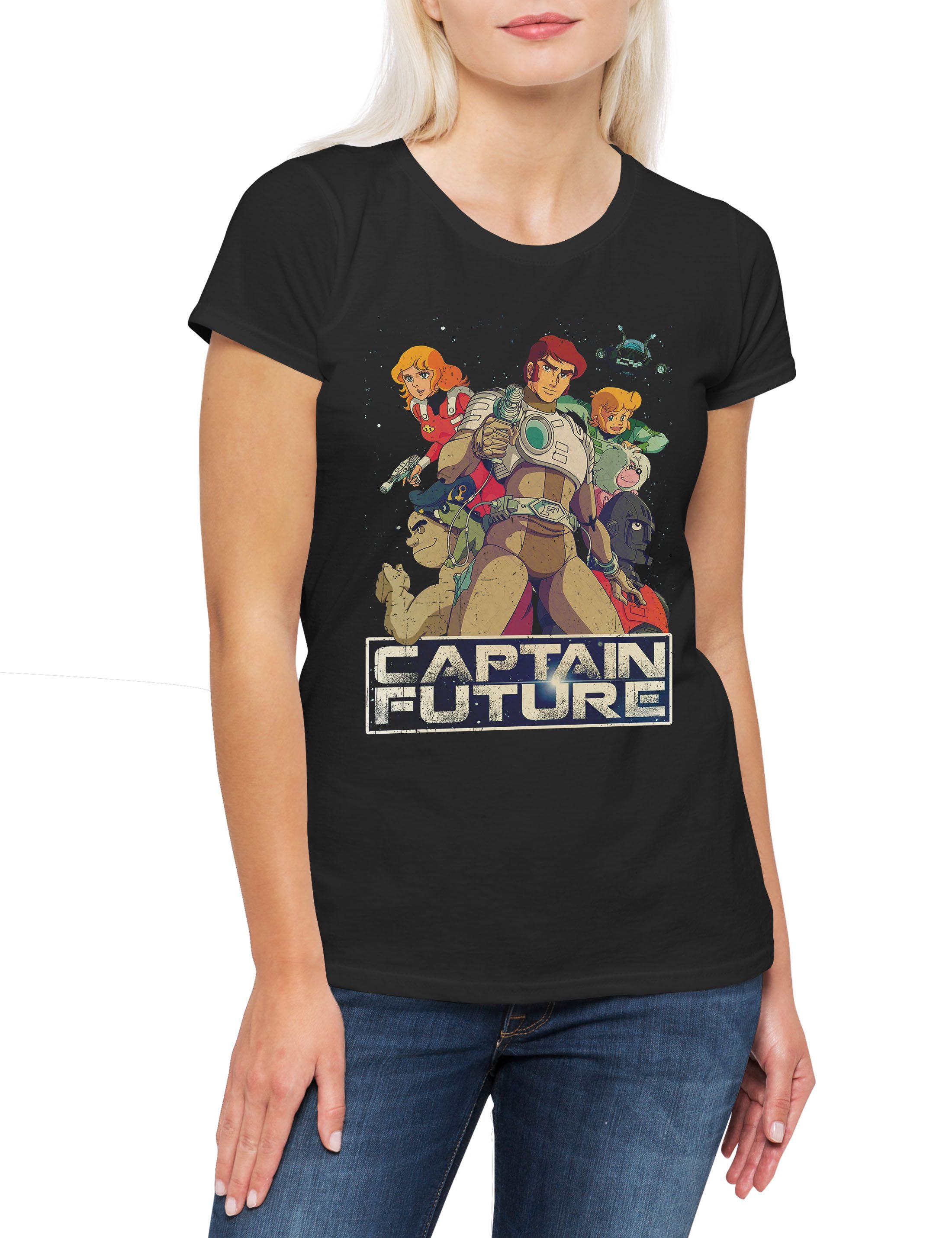 Urban Backwoods Print-Shirt Future Crew Damen T-Shirt TV Anime Manga Captain Eighties Achtziger (1-tlg) Comet Grag Otto Televison