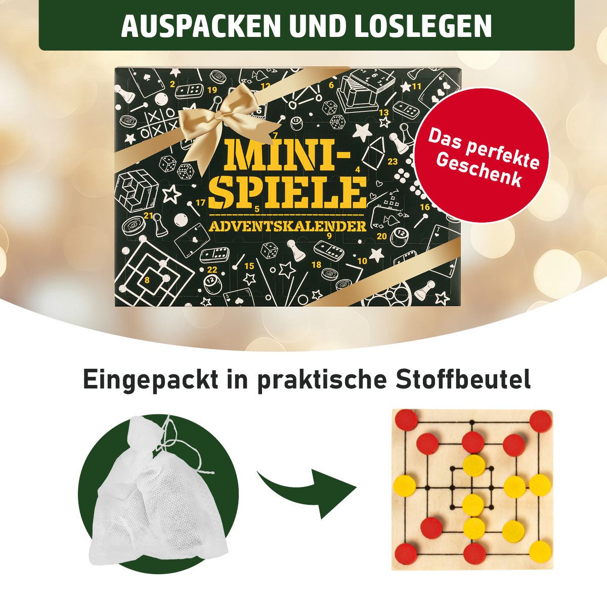 BRAST Adventskalender Knobel & Mini-Spiele Duftkerzen Werkzeug-Set oder Garten-Utensilien (7 Varianten zur Auswahl, 24-tlg), Mini Spiele im Taschenformat - Idea – Bild 5 von 5