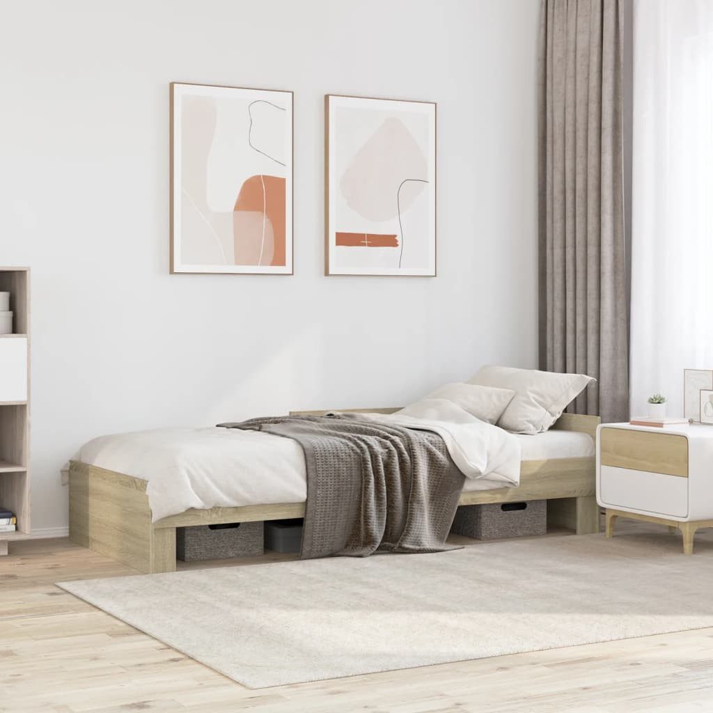 vidaXL Bett Bettgestell ohne Matratze Sonoma-Eiche 90x200 cm Holzwerkstoff