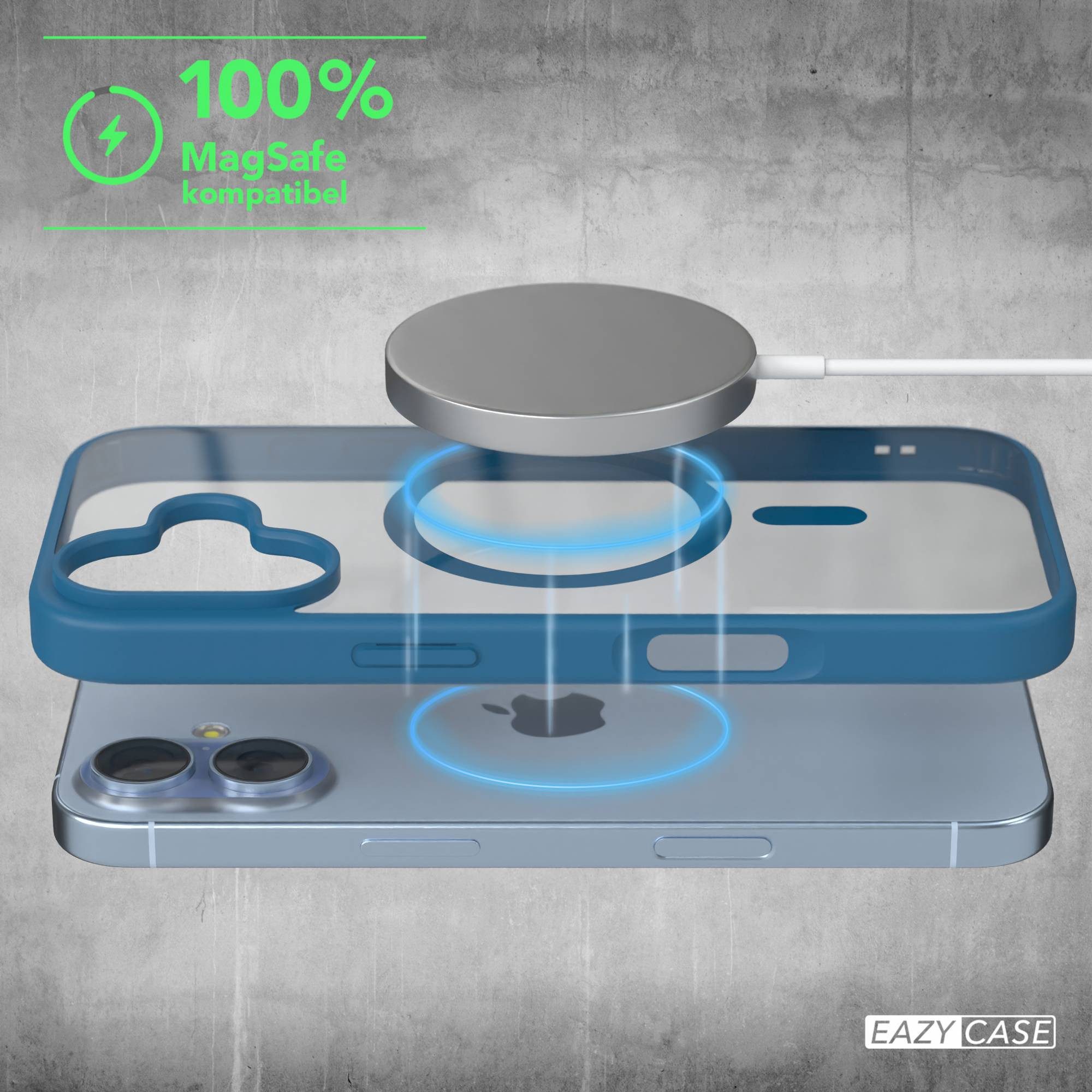 EAZY CASE Handyhülle Transparente Hülle mit MagSafe für iPhone 17 6,3 Zoll, Silikon Handyhülle, Schutzhülle mit Kameraschutz, Etui magnetisch Blau – Bild 3 von 5