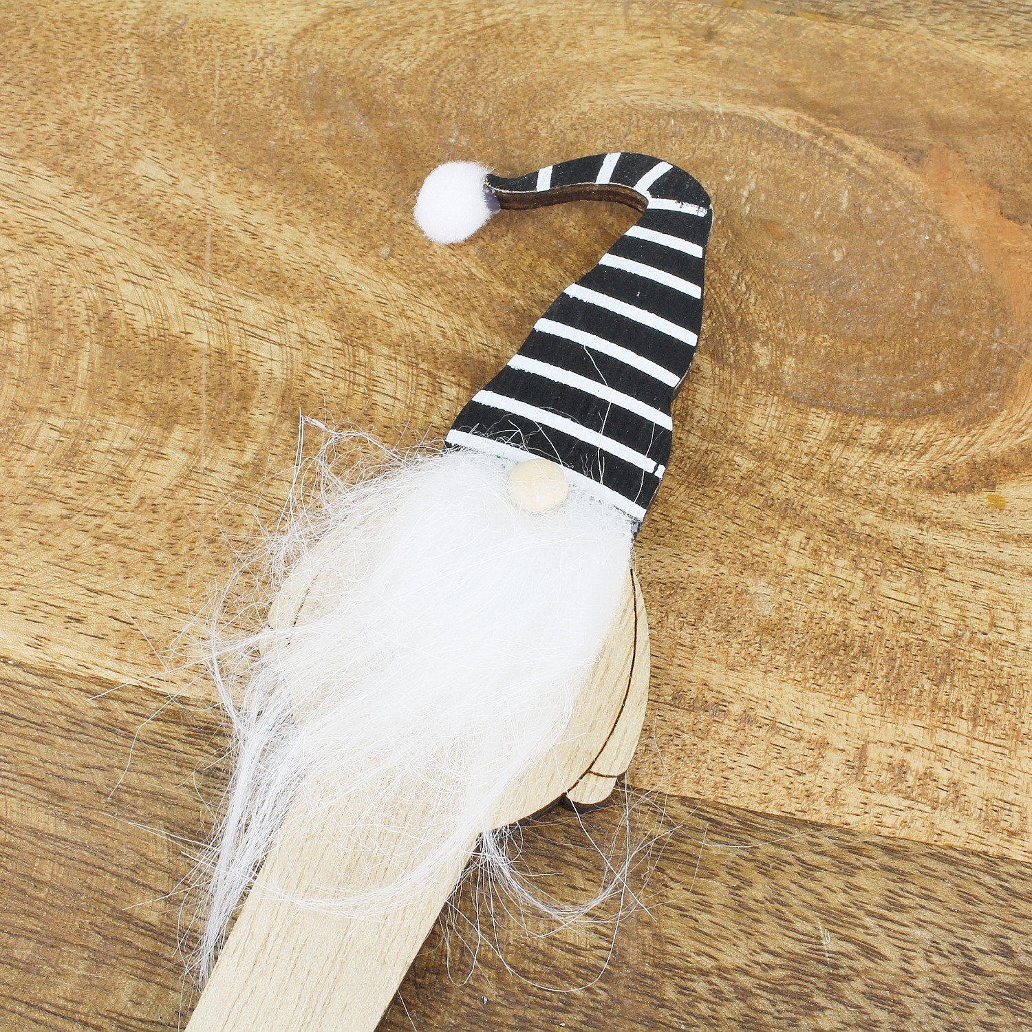 Macosa Home Weihnachtsfigur Dekowichtel Wichtelzwerg Winter-Deko Weihnachtsdeko Dekostecker (Blumenstecker, 3 St., 3er Set Geschenkverpackung), Winter Dekoration Stecker Weihnachten schwarz weiß