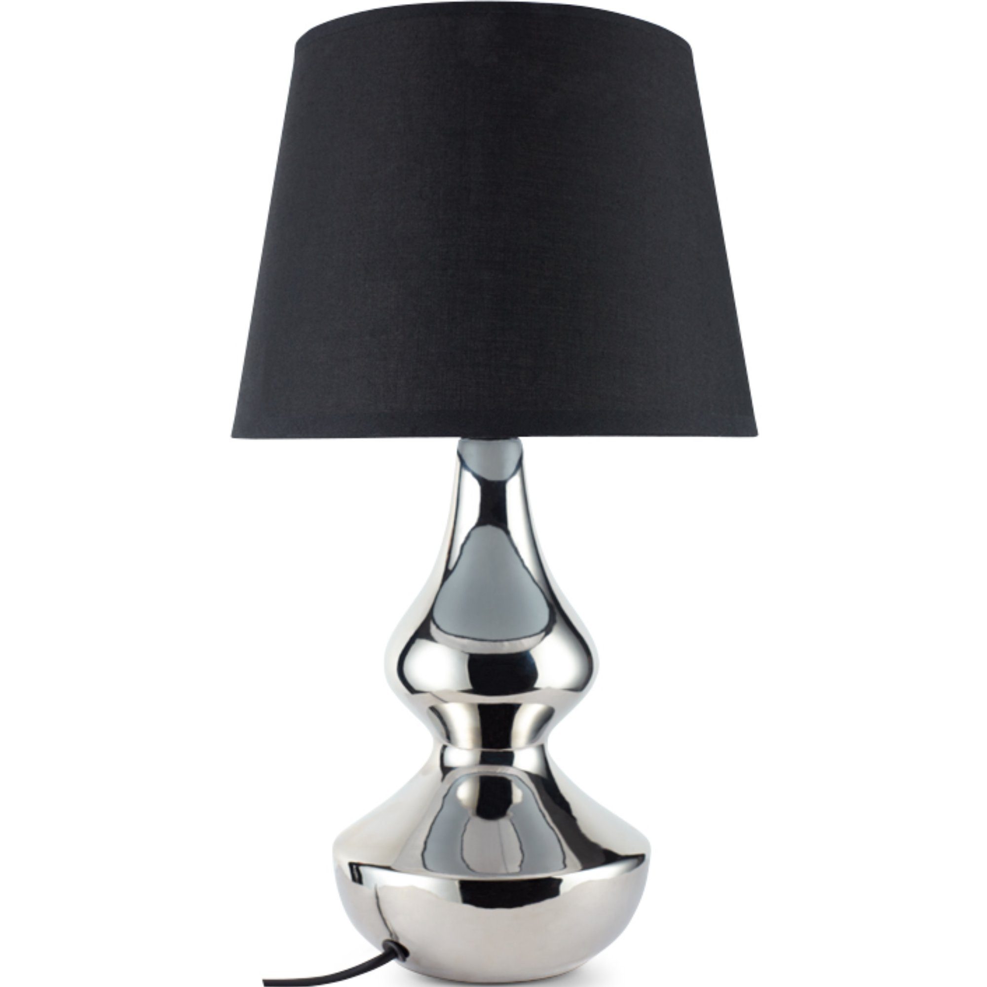 1,5 Nachttischlampe E14 Leuchmittel Tischlampe Keramik RILA m, Konsimo Tischleuchte wechselbar, silber/schwarz,