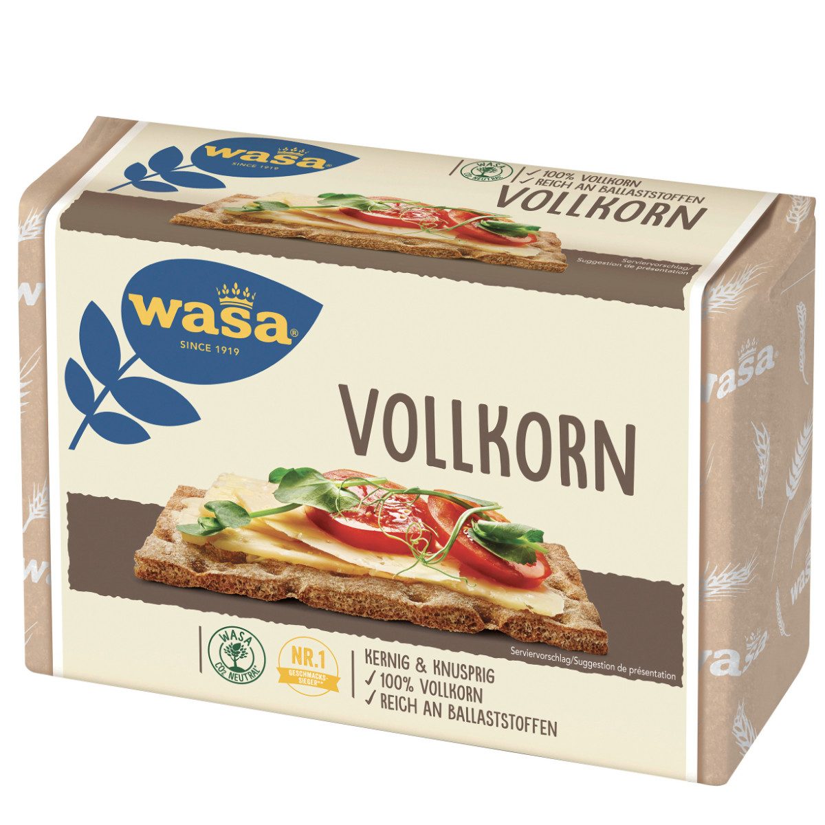 Wasa Brot, Wasa Vollkorn Knäckebrot kernig und knusprig mit Ballaststoffen 260g