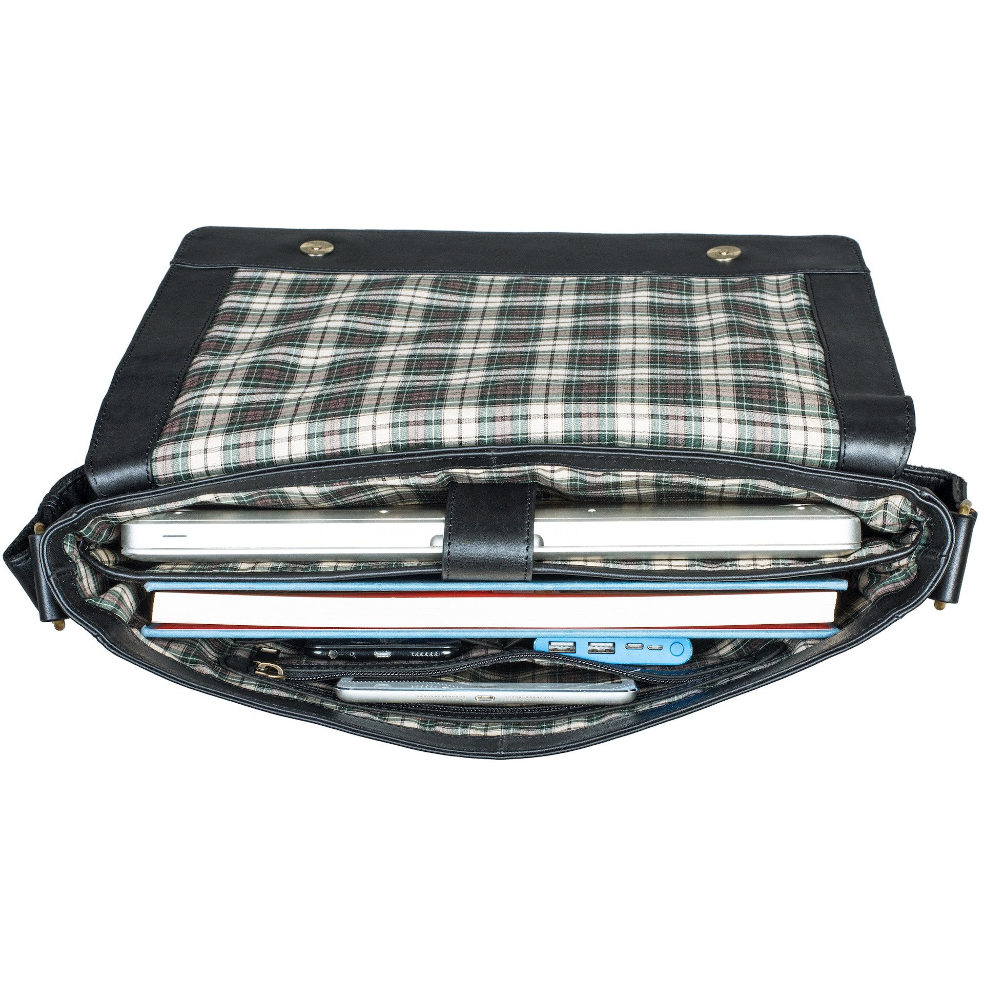 Benthill Messenger Bag Herren Umhängetasche Echt Leder Messenger Laptop Schultertasche Damen, Reißverschlussfach