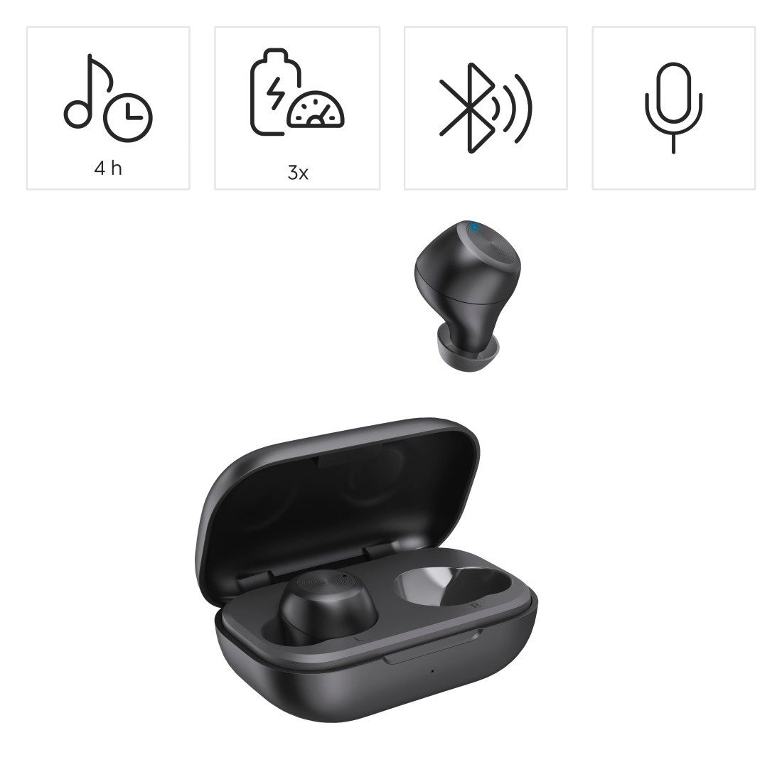Hama Bluetooth-Kopfhörer kabellos (In-Ear, Equalizer, Mikrofon) wireless In-Ear-Kopfhörer (Google Assistant, Siri, True Wireless, spritzwassergeschützt, Sprachsteuerung, Touch-Sensor)