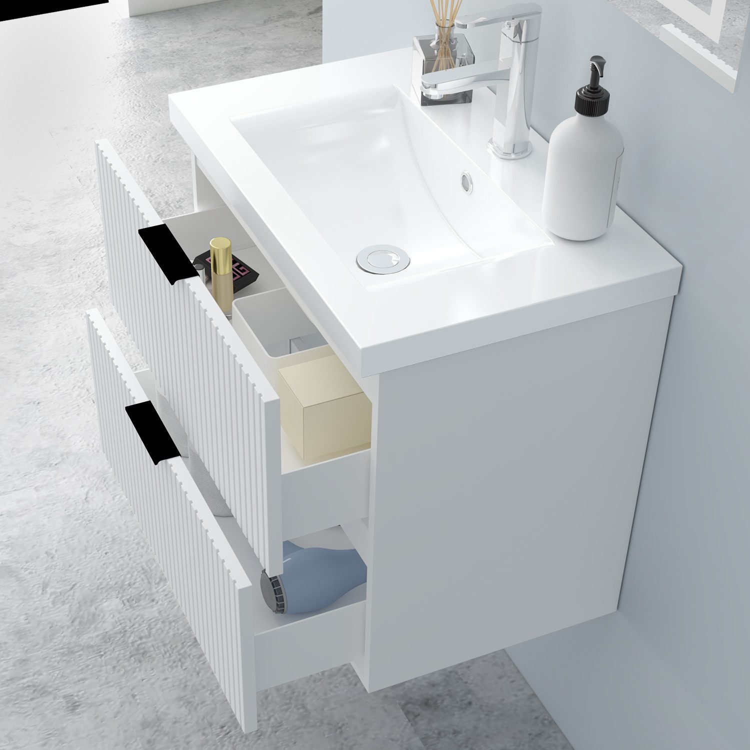 Aica Sanitär Waschtisch Badmöbel Set Waschbecken mit Unterschrank Badschran günstig online kaufen