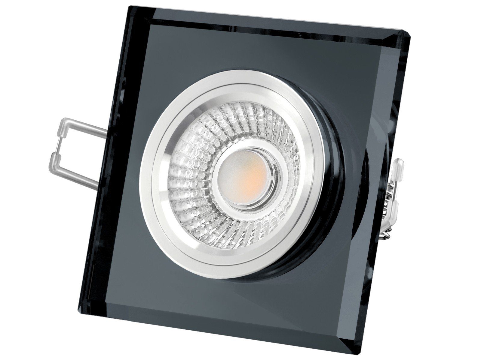 Einbaustrahler Flacher spiegelnd, Design Glas SSC-LUXon quadratisch Einbaustrahler aus LED Warmweiß schwarz