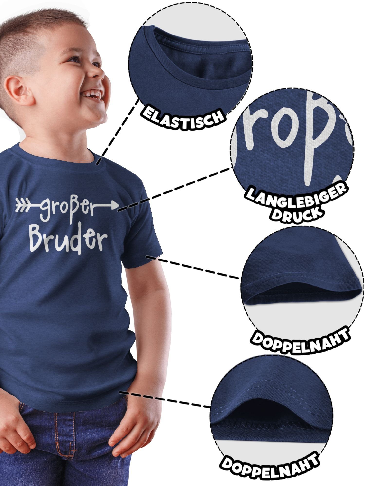 Bruder Großer Bruder T-Shirt Großer 1 Dunkelblau Shirtracer Meliert