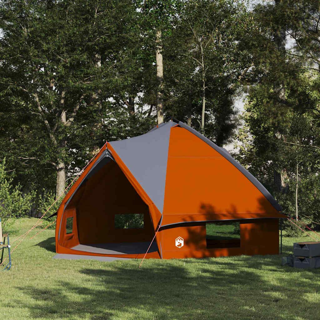 furnicato Faltzelt Teepee-Zelt 567 x 470 x 242 cm Grau-Orange, (1 tlg), Geräumiges Tipy für 10 Personen mit Belüftung und integriertem E-Port