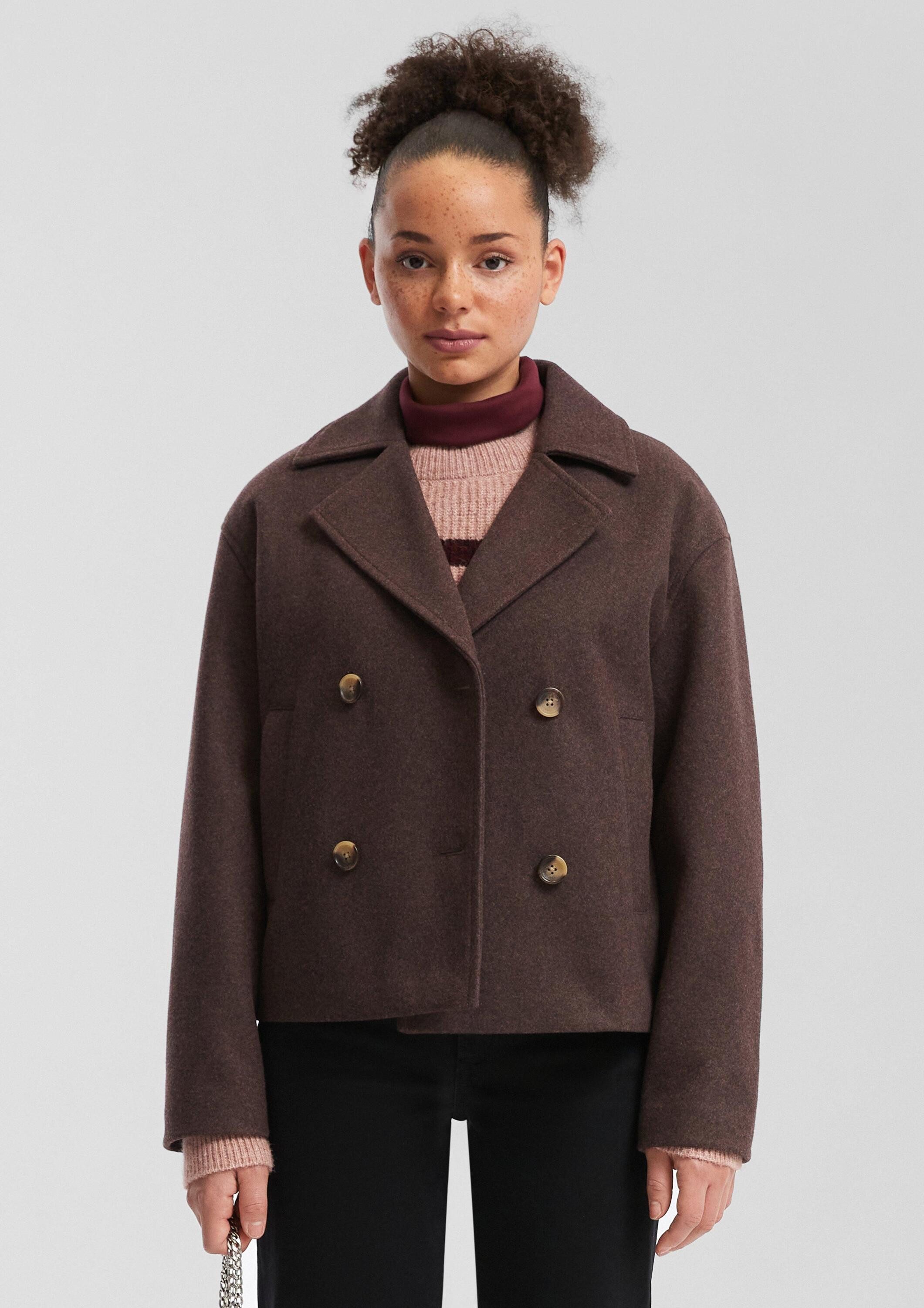 QS Funktionsjacke Outdoor-Jacke Cabanjacke in Wolloptik günstig online kaufen