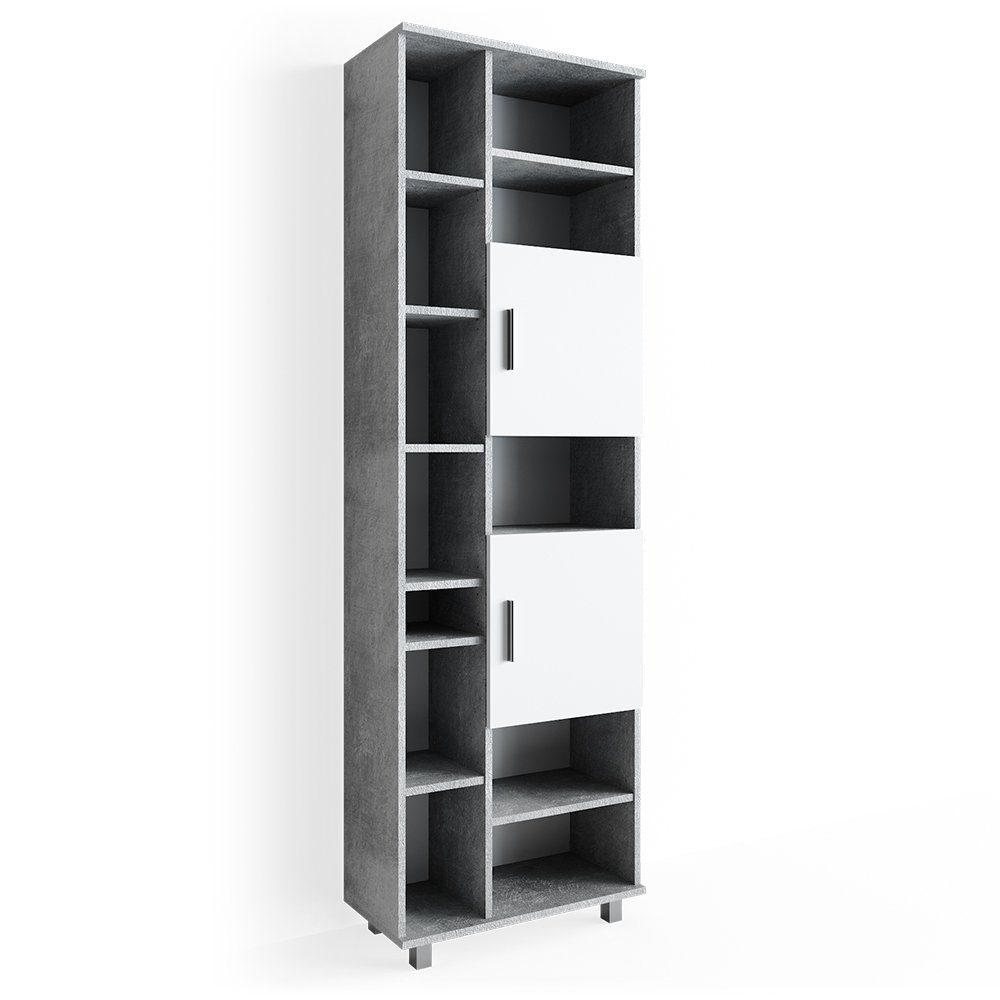 Vicco Badschrank Ilias Beton/Weiß 60 x 190 cm günstig online kaufen