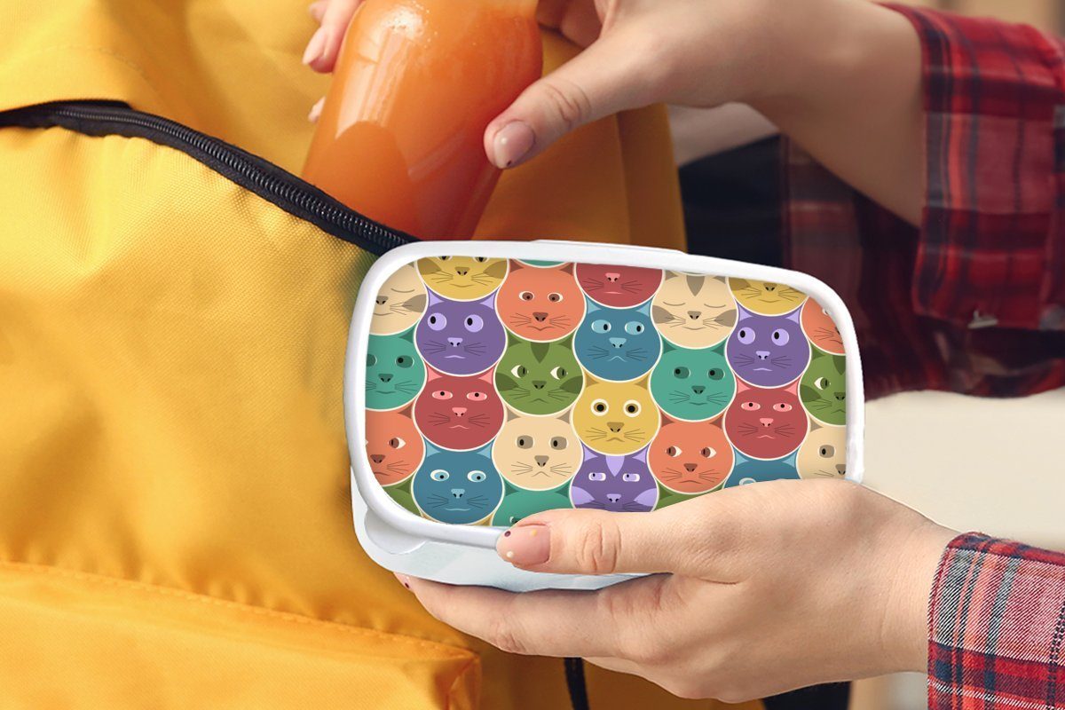 - Regenbogen Kinder - für und - Katzen Mädchen weiß Brotbox für Kunststoff, Jungs Lunchbox (2-tlg), und Erwachsene, Kind Design, Brotdose, MuchoWow
