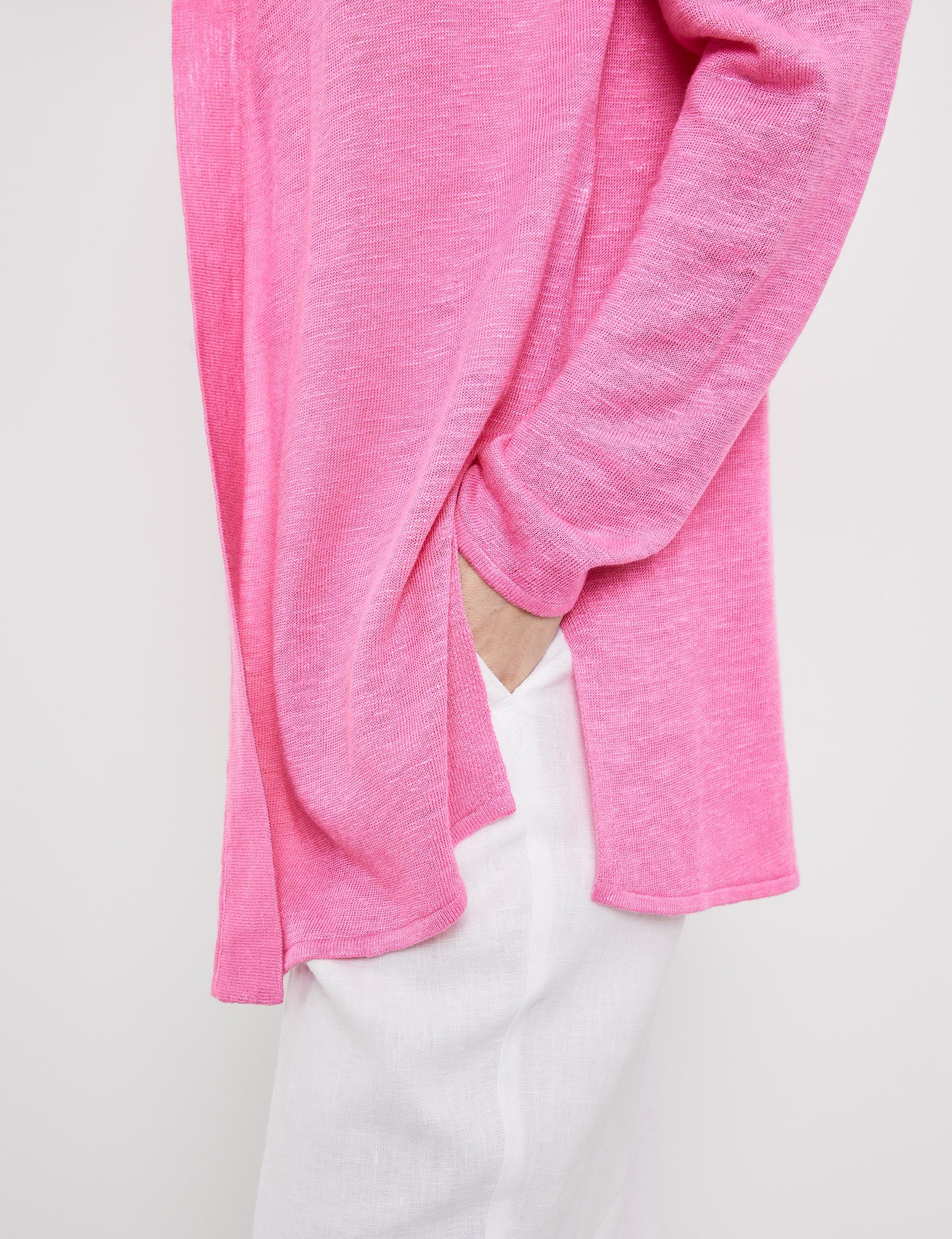 GERRY WEBER Seitenschlitzen Offene Pink Strickjacke mit Cardigan Soft