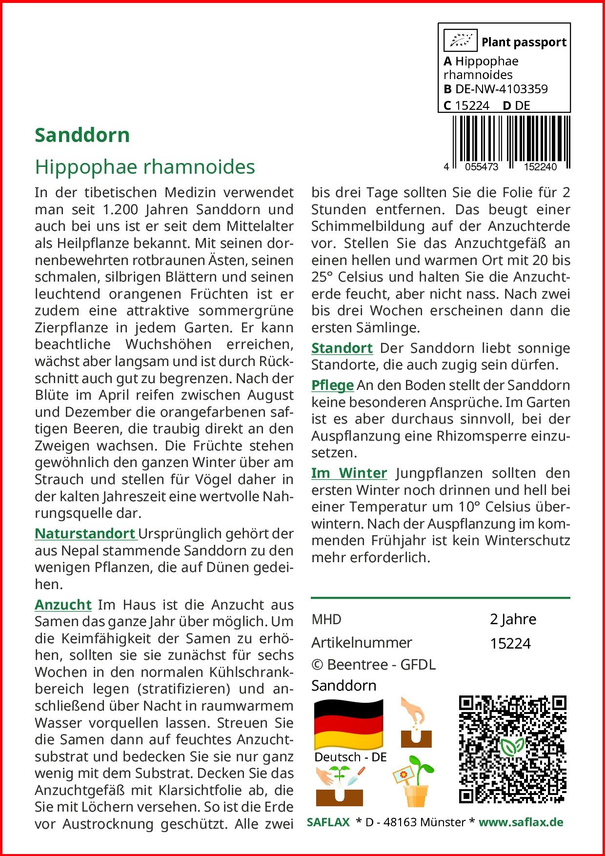 SAFLAX Blumensamen SAFLAX - Samen und Substrat - Sanddorn