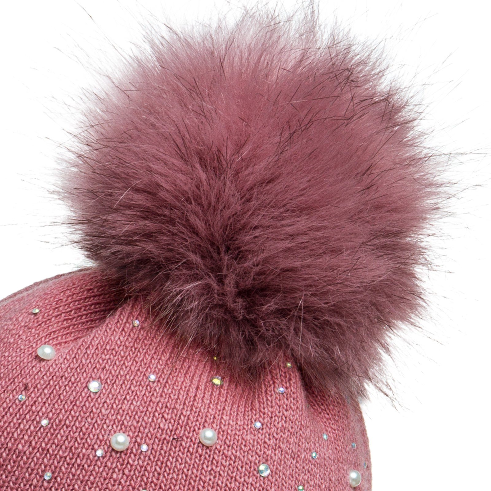 Caspar Bommelmütze MU143 Damen Fein Strick Winter Mütze mit Fellbommel günstig online kaufen