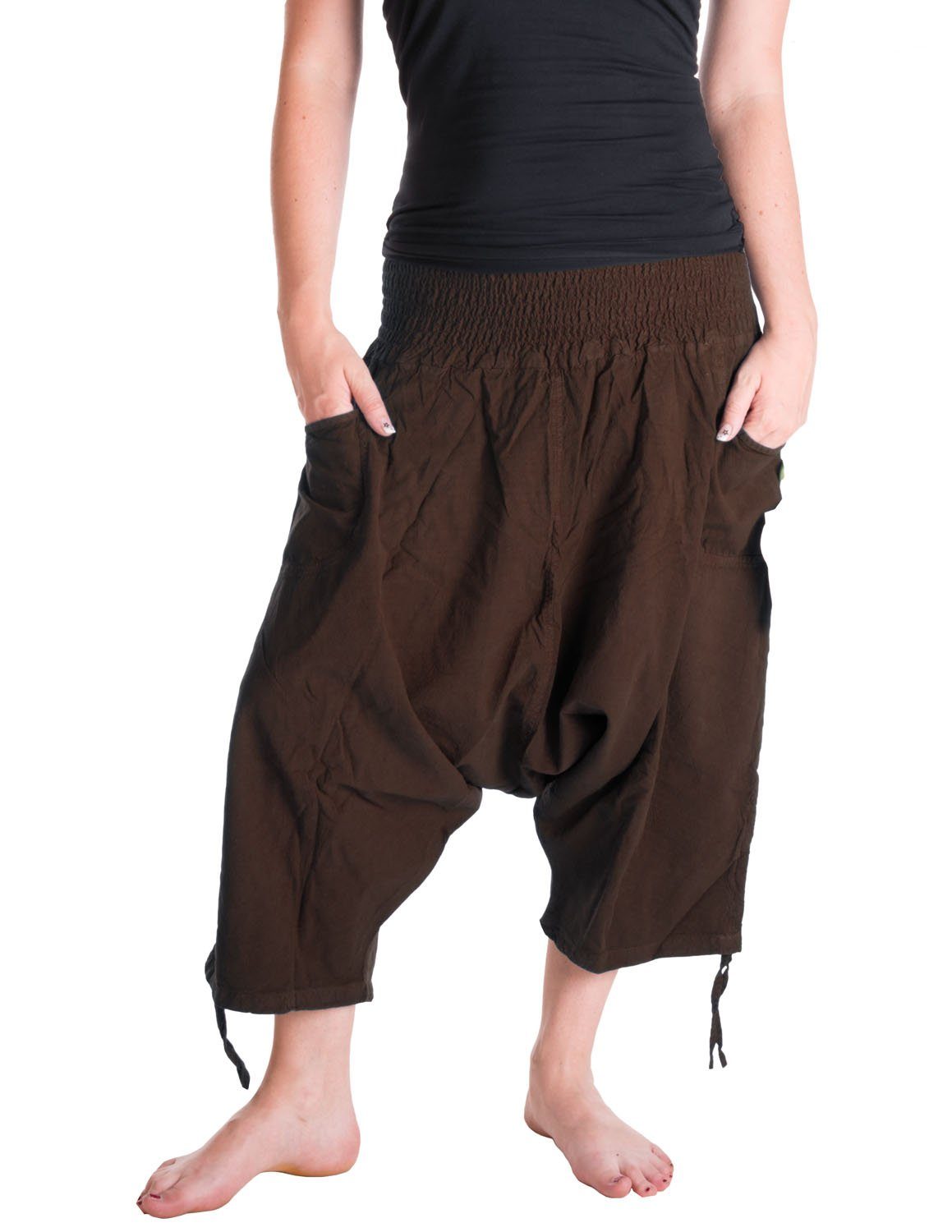 Vishes Haremshose Extra Weite Hose Style Weites Flatterhose, Bein Goa dehnbund braun Haremshose, Schlupfhose