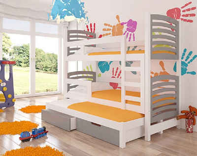 Feldmann-Wohnen Hochbett »SORIA« (Etagenbett mit 3 Schlafgelegenheiten) Farbe wählbar