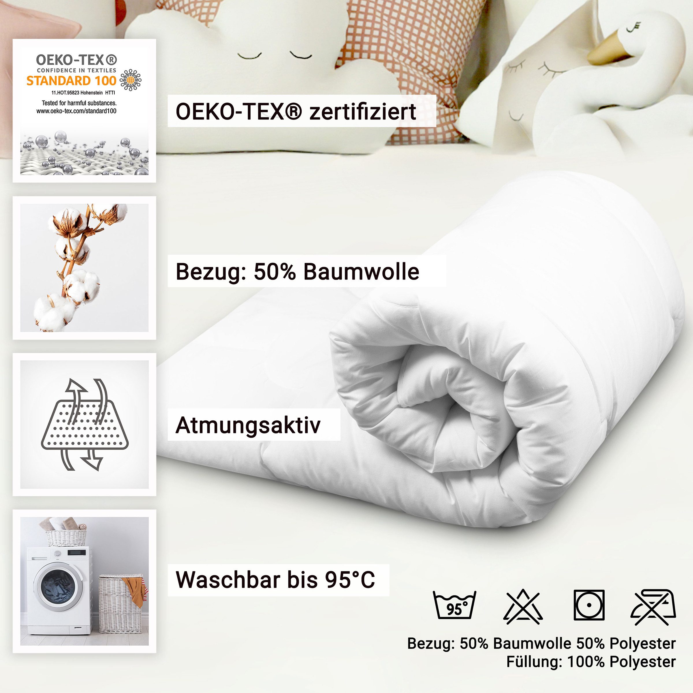 ZOLLNER Kinderbettdecke, Füllung: 100% Polyester, 80 x 80 cm, 100% Polyeste günstig online kaufen