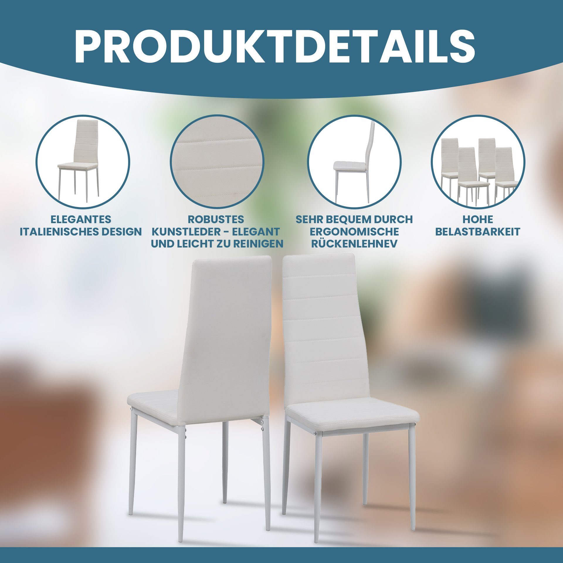 Albatros International Esszimmerstuhl Esszimmerstühle MILANO 6er Set weiss günstig online kaufen