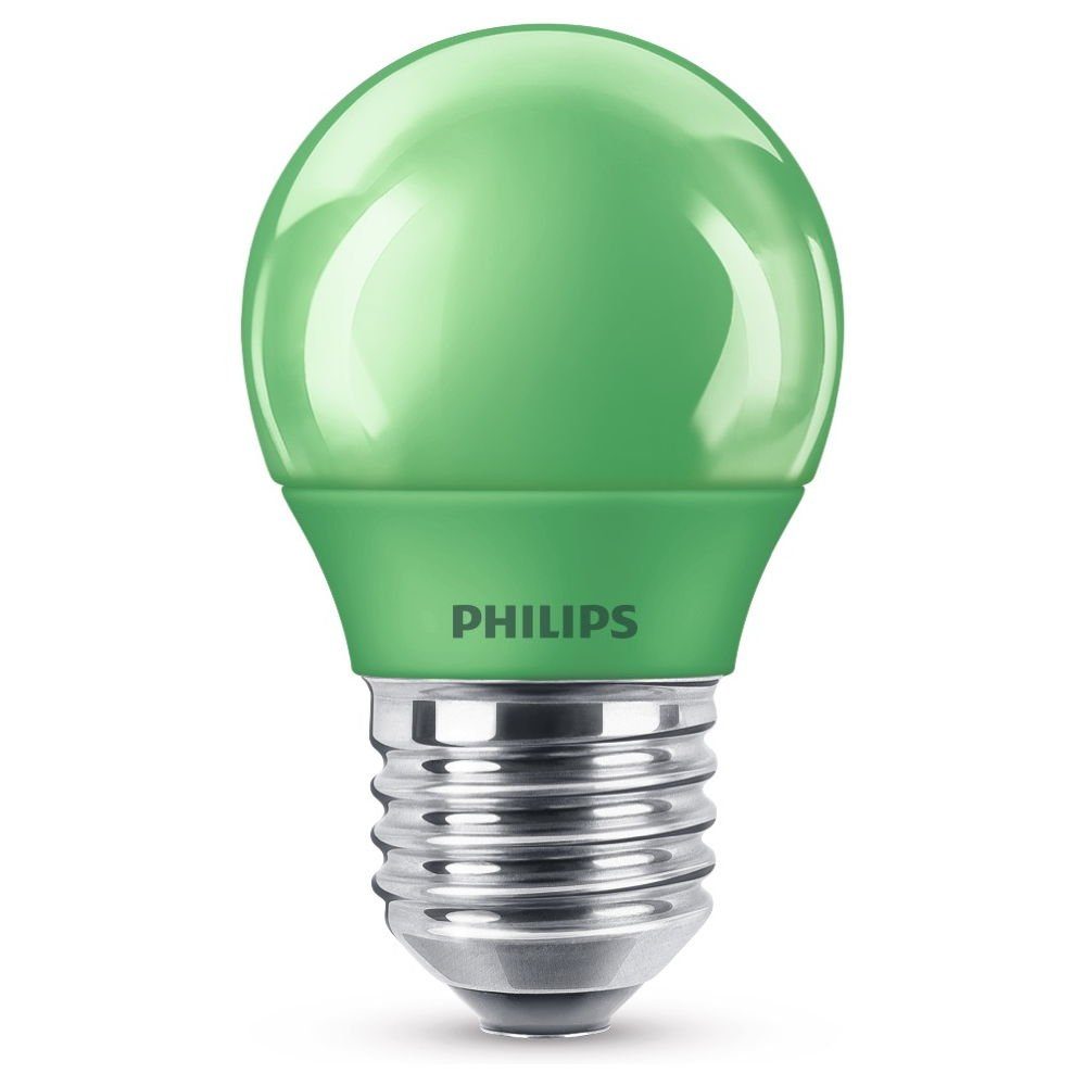 E27 nicht LED Lampe, dimmba, Tropfenform n.v, grün, warmweiss P45, Philips LED-Leuchtmittel