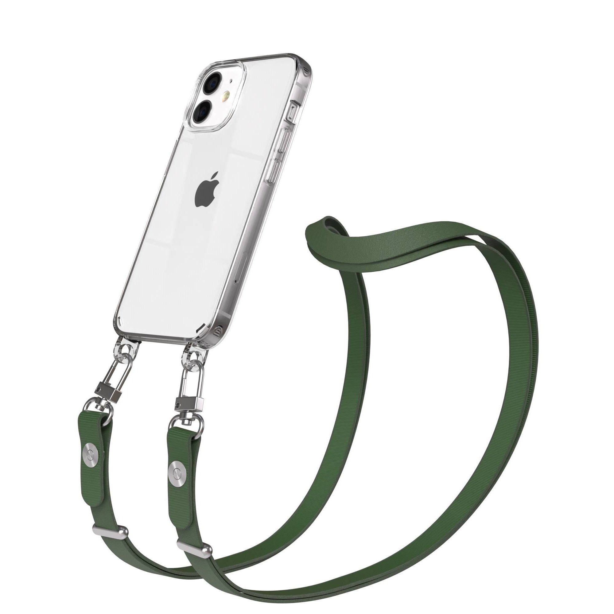 EAZY CASE Handykette für Apple iPhone 12 Mini Handyhülle mit Handyband magnetisch, Schlichte Handykette in Dunkelgrün mit Magnetverschluss