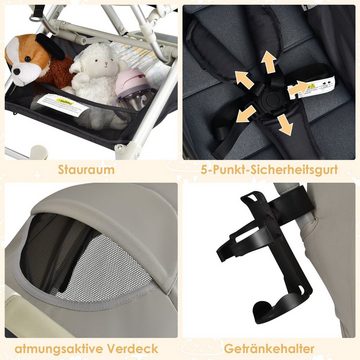 COSTWAY Kinder-Buggy, Sportwagen faltbar mit Verdeck & Becherhalter