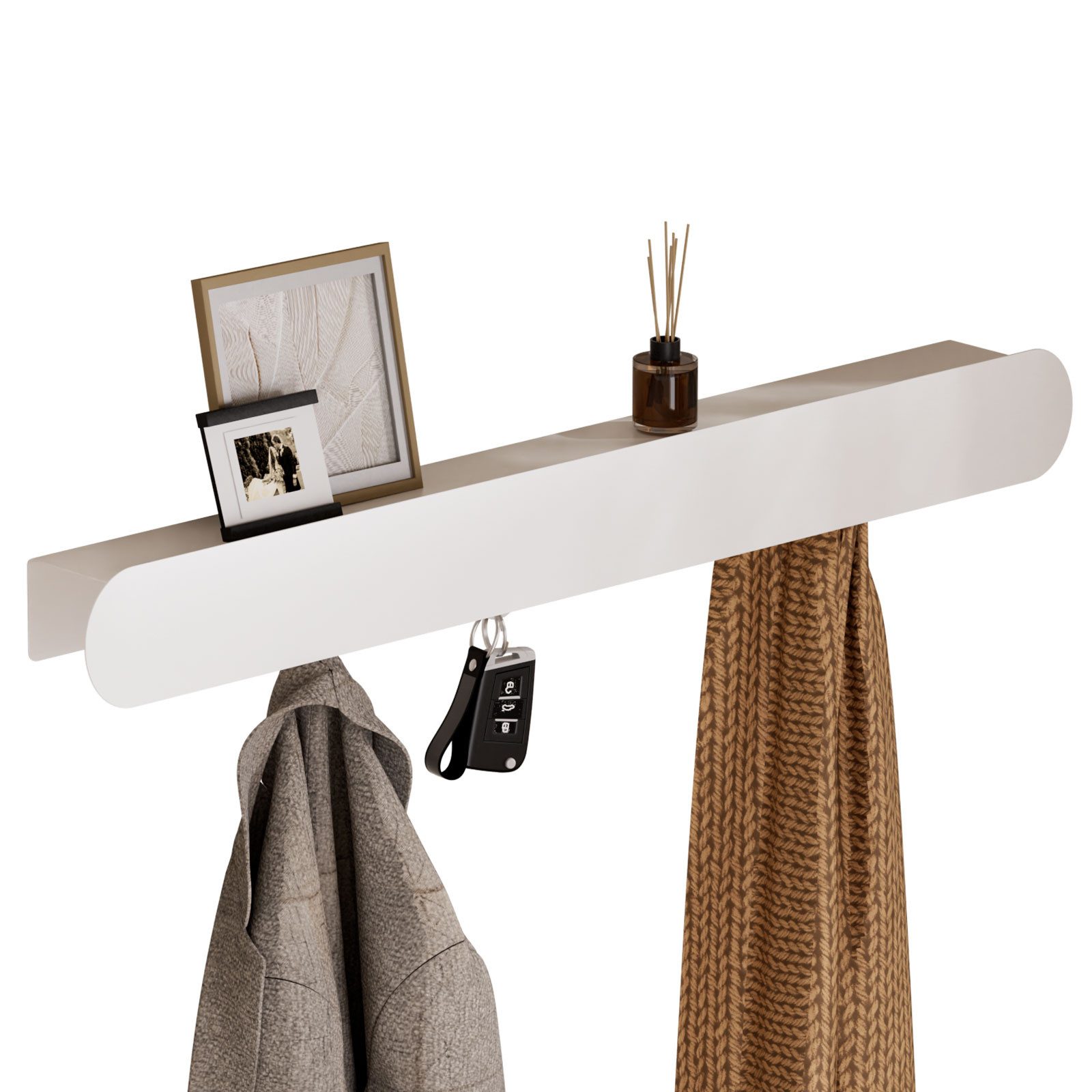 Yorbay Wandgarderobe mit Ablagebrett, Garderobenleiste aus Metall, 6 verdeckte Garderobenhaken