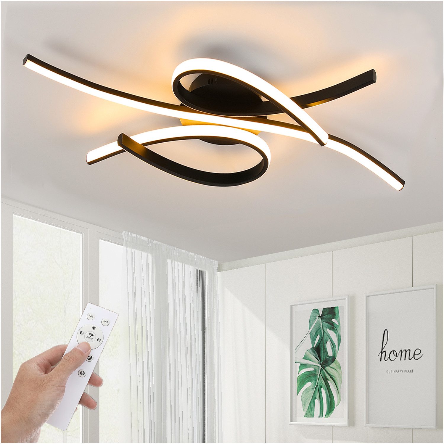 oyajia LED Deckenleuchte 27W Moderne Wohnzimmer Deckenleuchte, Dimmbar Hängelampe Augenschutz, LED fest integriert, Warmweiß, Naturweiß, Kaltweiß