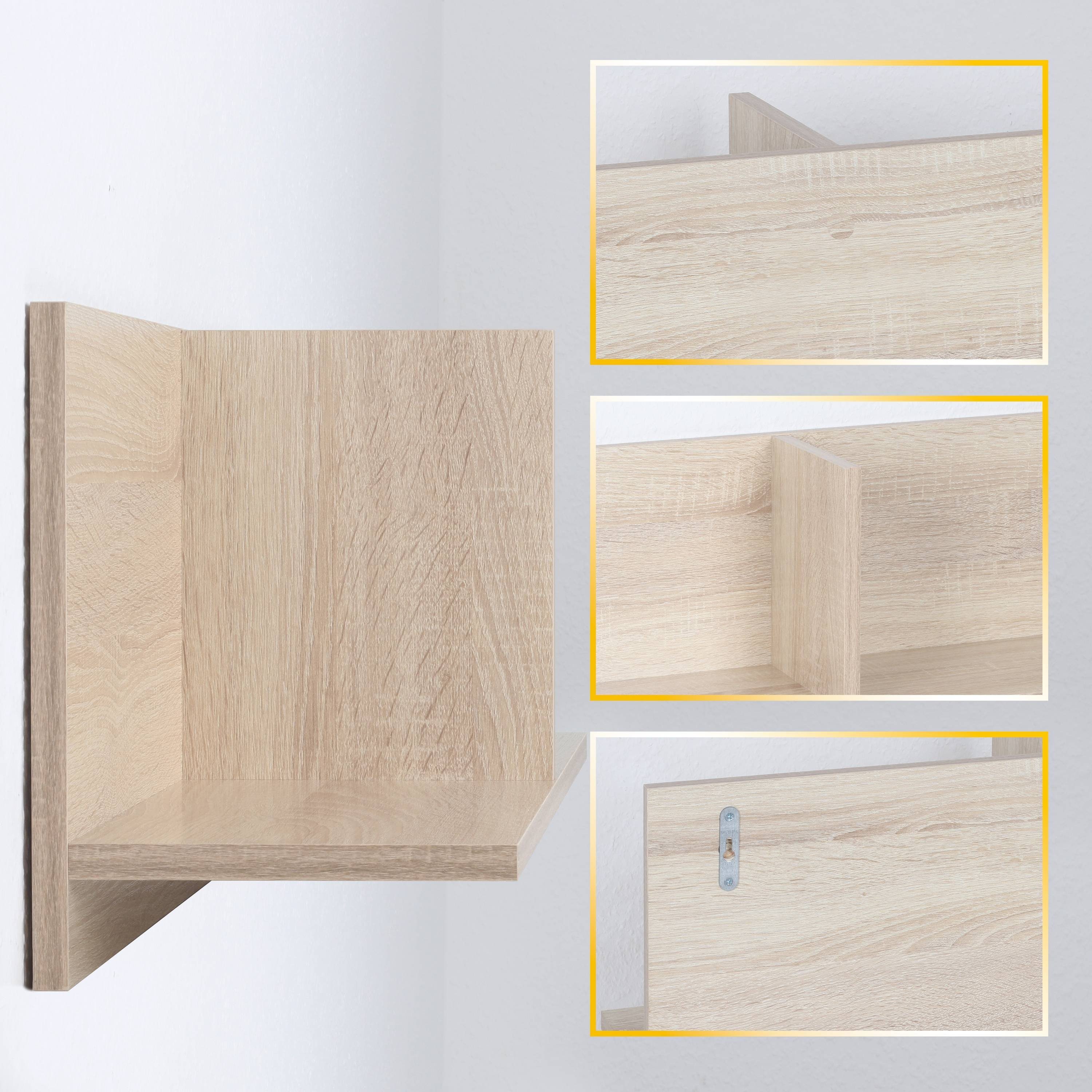 RICOO Wandboard WM013-ES, 1-tlg., schwebendes Wandregal Hängeregal Schweberegal an der Wand hängend