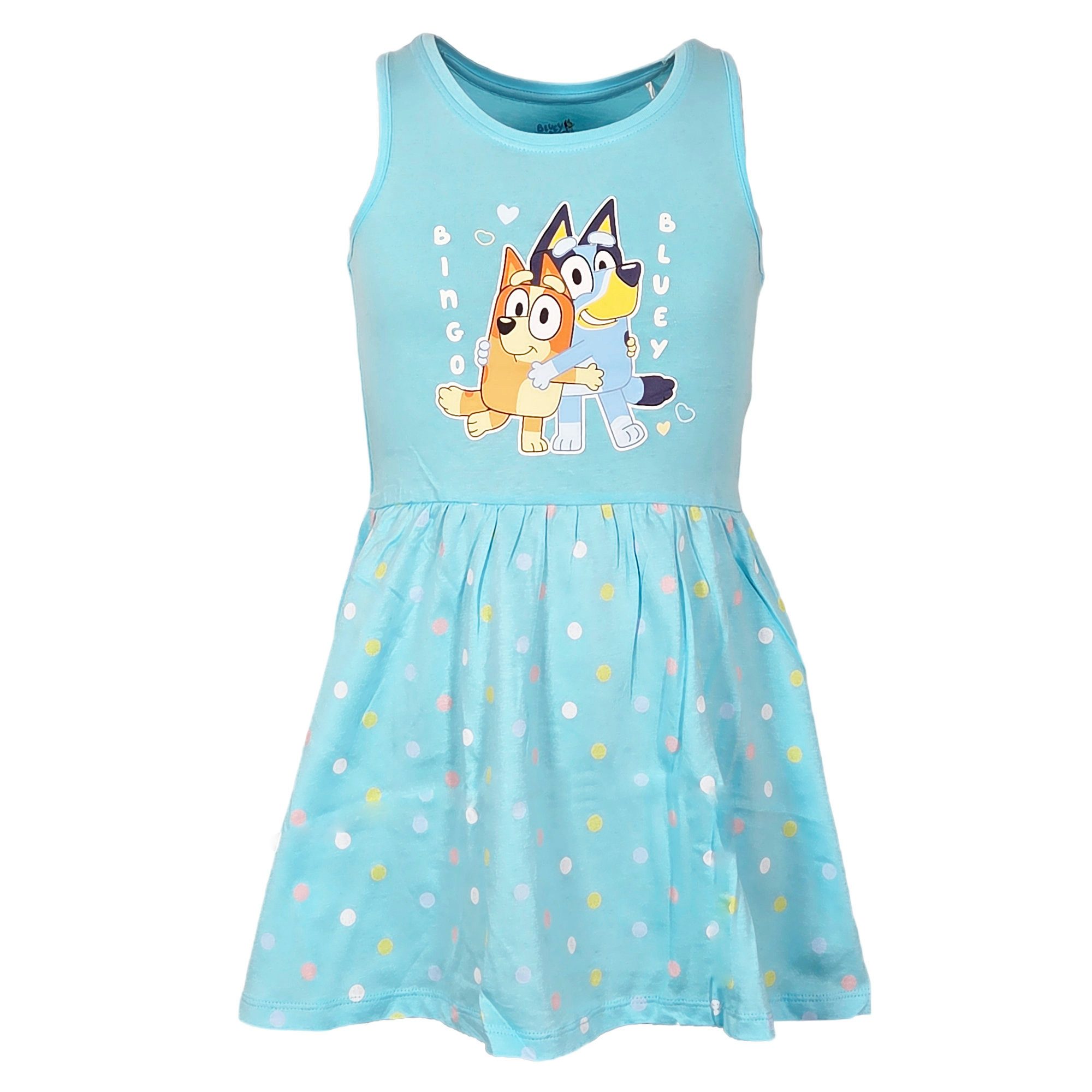 Bluey Sommerkleid Bluey Bingo Kinder Mädchen kurzarm Kleid Sommerkleid 100% Baumwolle, Gr. 92 bis 116