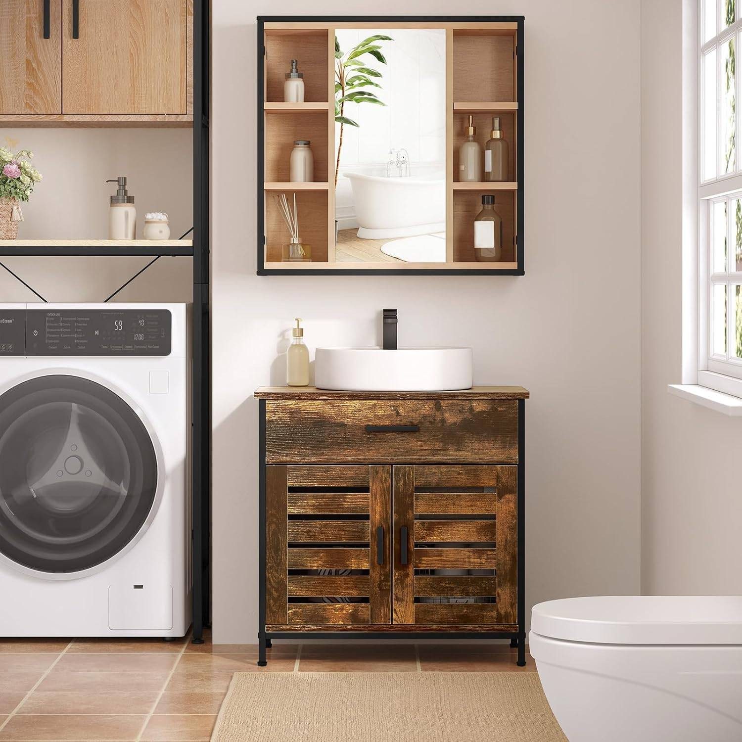 EUGAD Waschbeckenunterschrank (1-St) Unterschrank Waschbecken, 2 Türen, ver günstig online kaufen