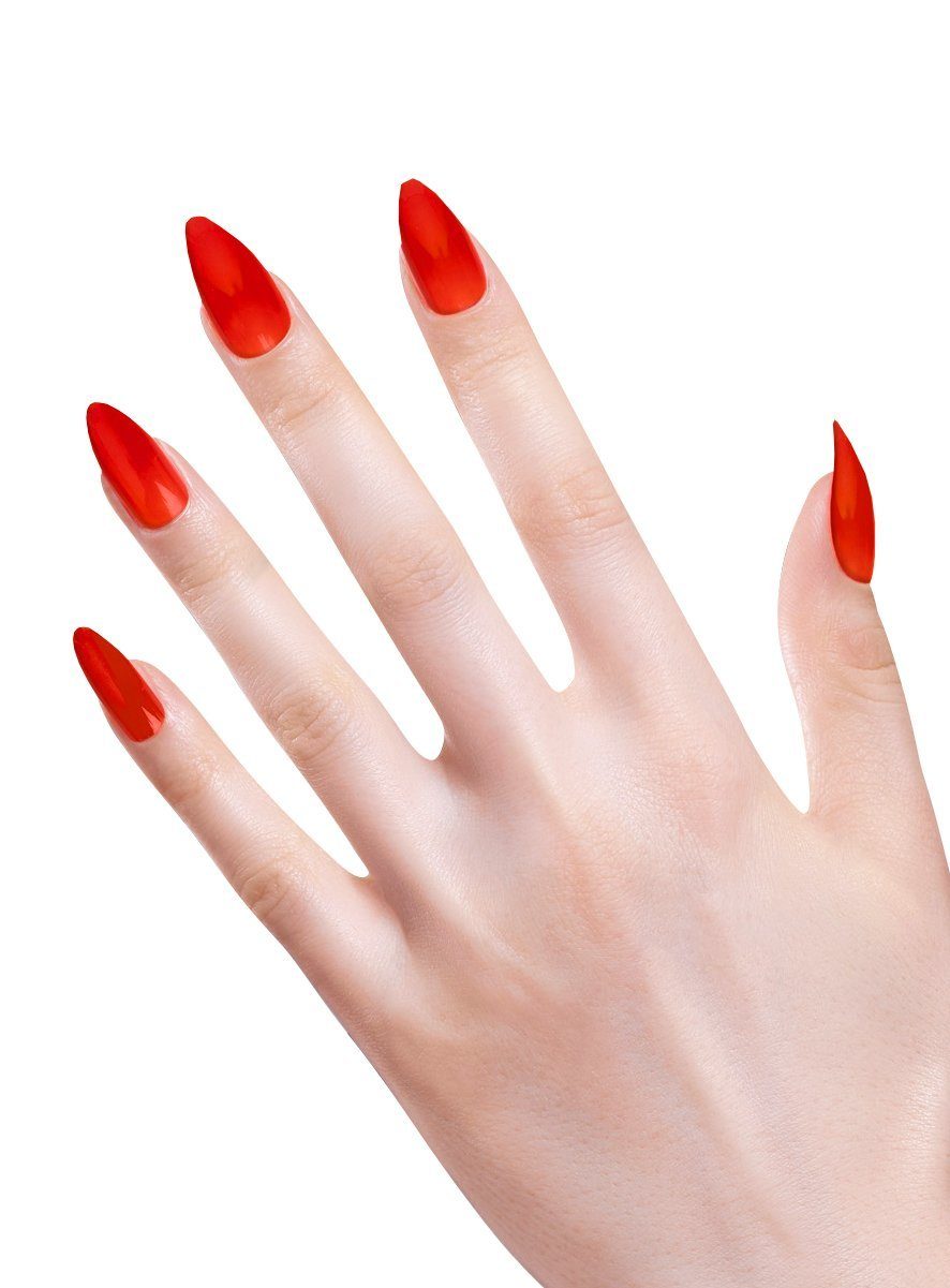 Widdmann Kunstfingernägel Stiletto Fingernägel rot, Künstliche Fingernägel zum Aufkleben
