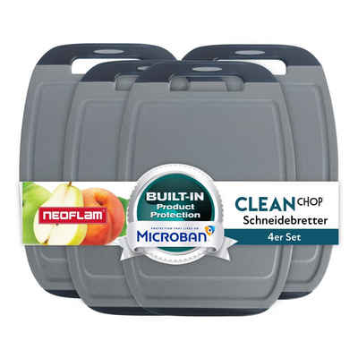 NEOFLAM® Schneidebrett BiJu Antibakterielles Frühstücksbrettchen Set, 4tlg. - Grau/Schwarz, Kunststoff (PP), (4-St)