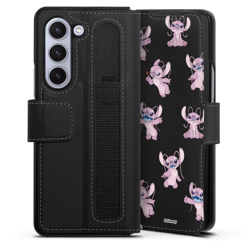 DeinDesign Handyhülle Lilo & Stitch Engel Disney Angel Faces Pattern Transparent, Samsung Galaxy Z Fold 5 Hülle Handy Flip Case Wallet Cover