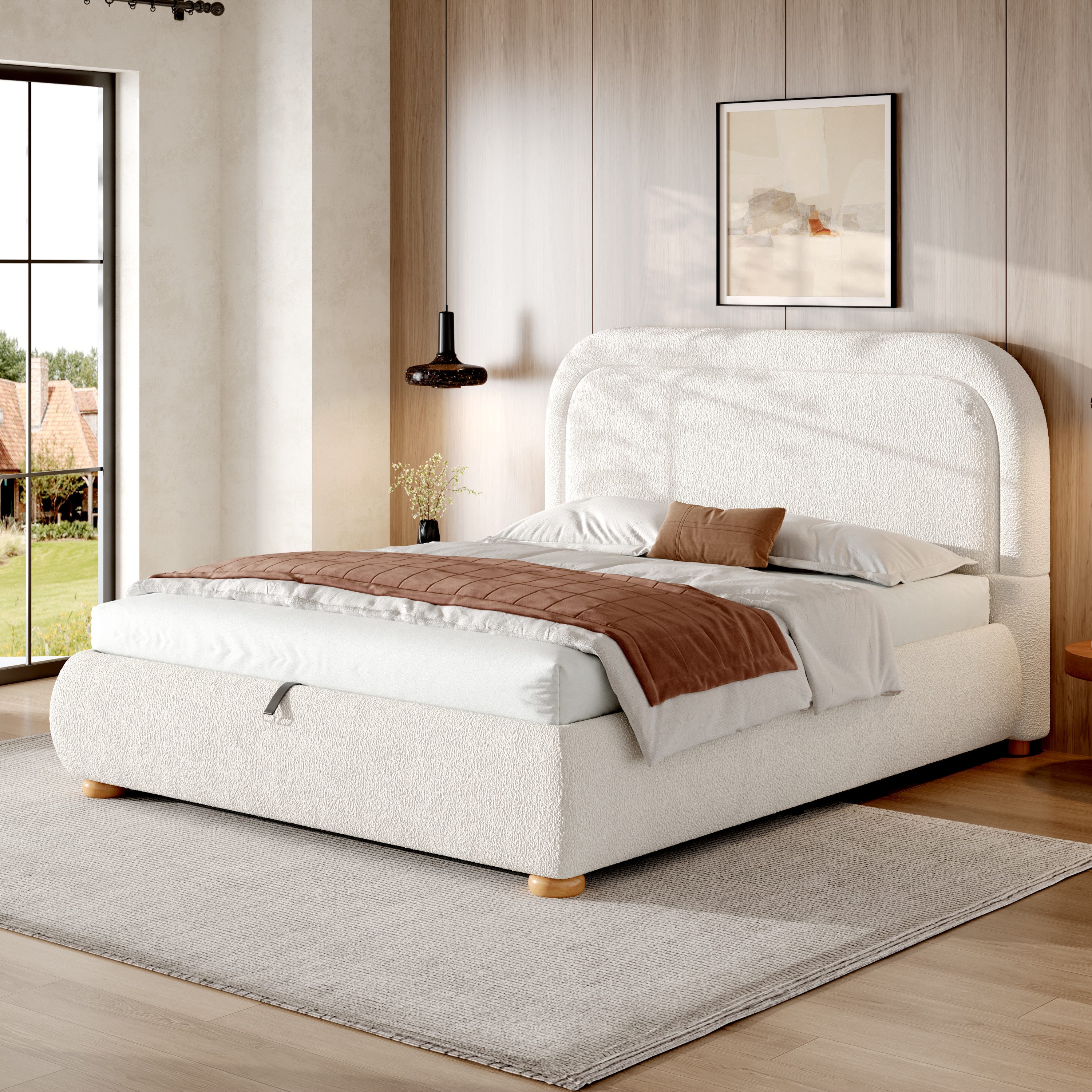 HAUSS SPOLE Polsterbett 160x200 Doppelbett mit Lattenrost Stauraumbett Bettkasten mit Matratze, mit Matratze