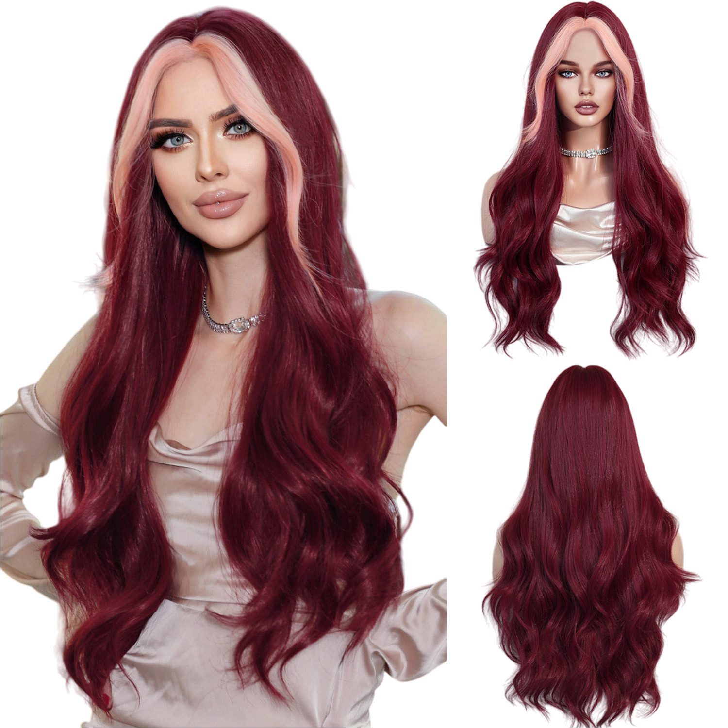 Refttenw Kunsthaarperücke Kunsthaarperücke,Lange Haare Locken,Toupet,Perücken für Frauen,70cm