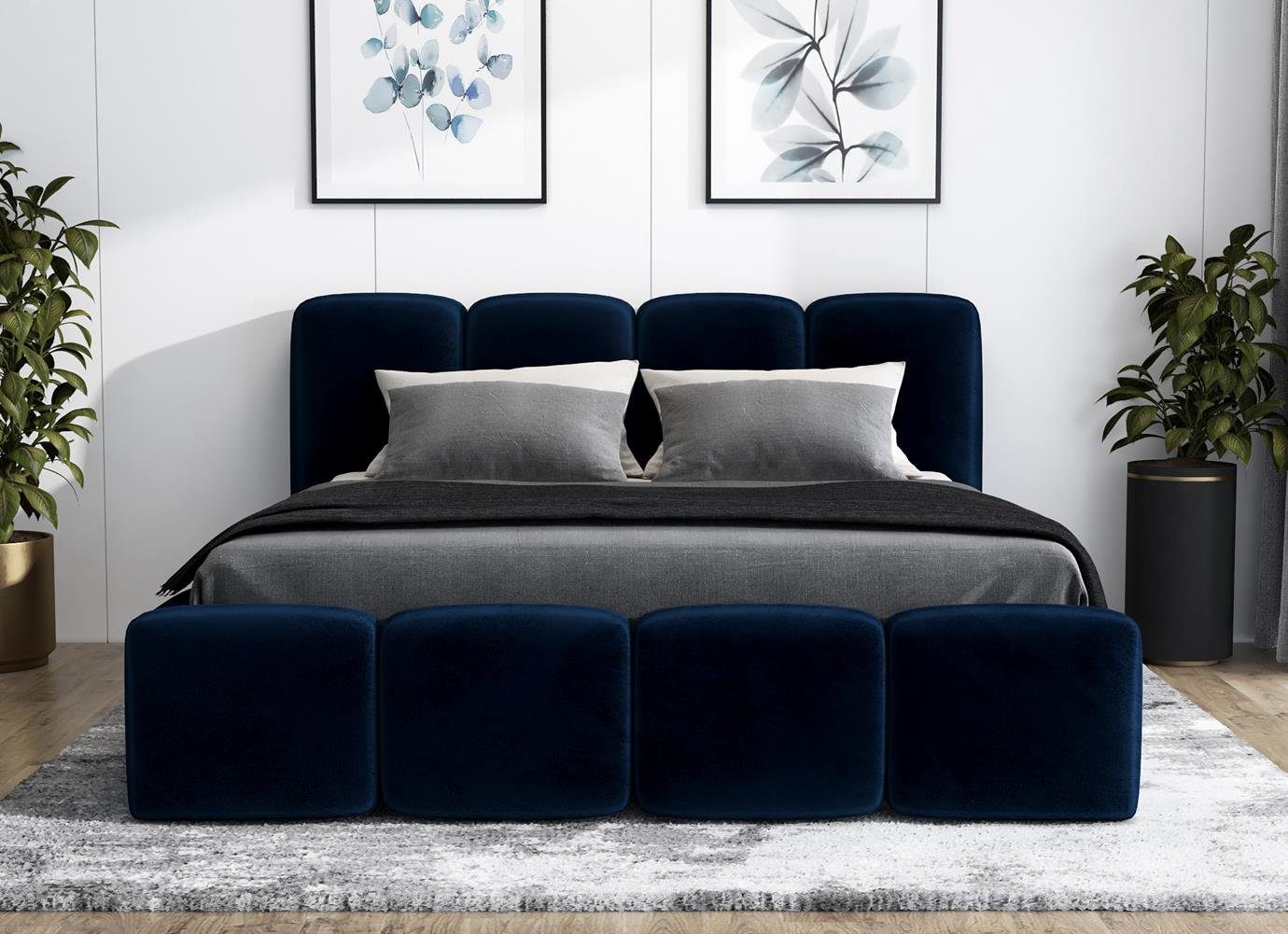 A&J MöbelLand GmbH Polsterbett DONA-OM mit Lattenrost und Bettkasten. (Bett mit Kopfteil. Lattenrost und Bettkasten Inclusive! Viele Varianten zur Auswahl – wählen Sie Größe und Farbe!, TOP ANGEBOT), Länge: 220 cm Höhe Kopfteil: 100 cm