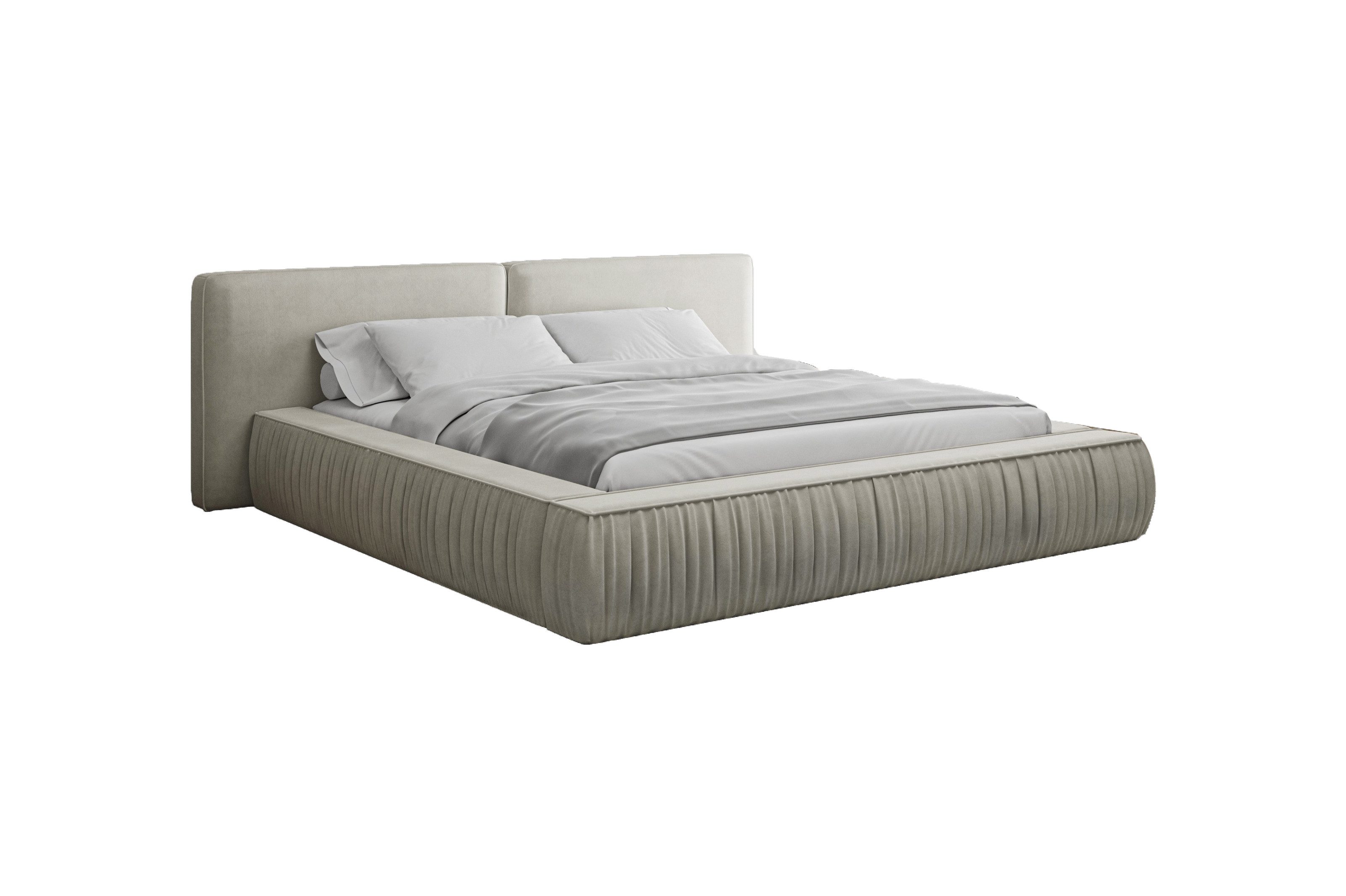 MOEBLO Polsterbett Bett 08 aus Samt (Modernes Doppelbett mit eleganter Kopfteilpolsterung, stabilem Rahmenbettgestell und großzügigem Stauraum – 180x200 cm Komf – Bild 5 von 5