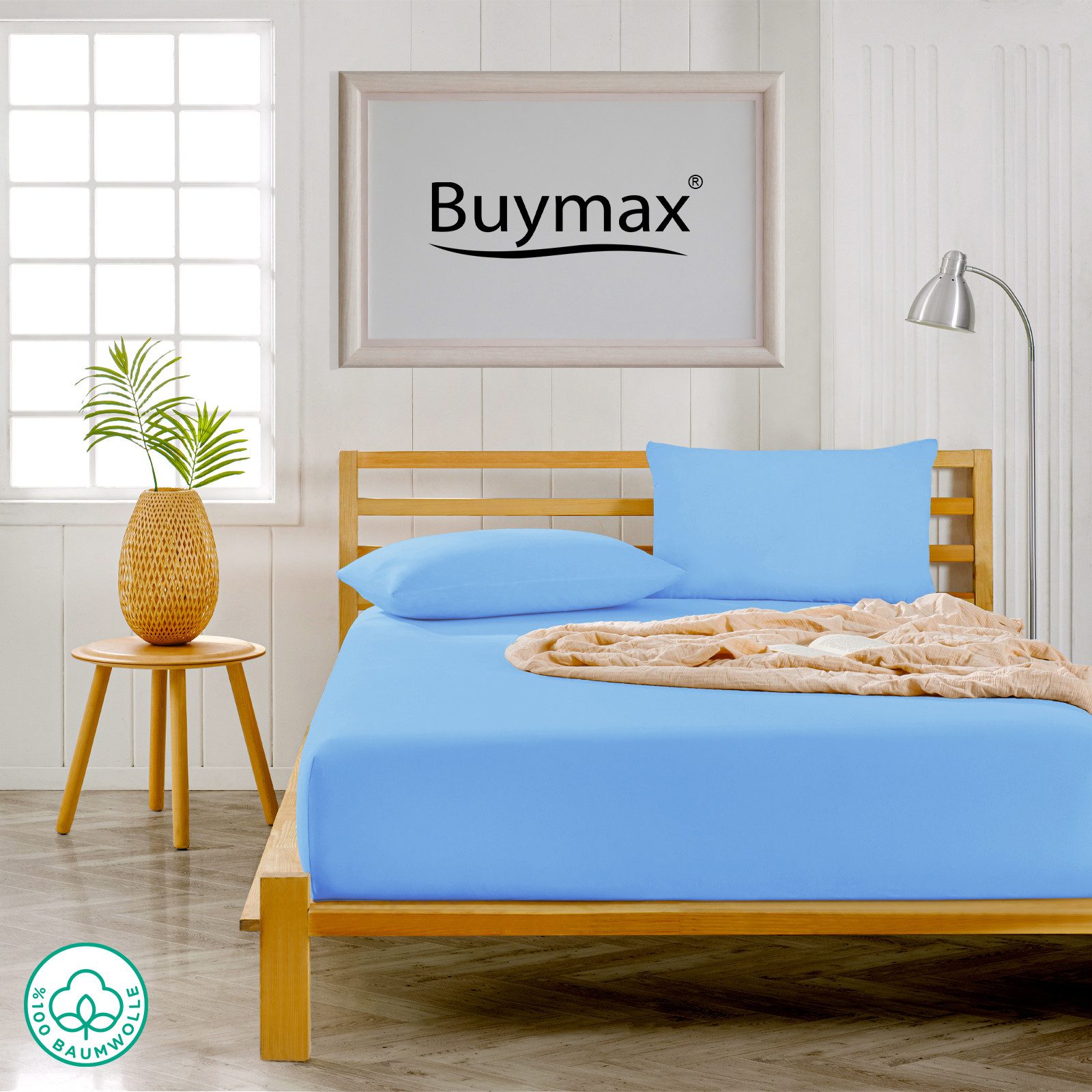 Buymax Kissenbezüge Kissenbezug 100% Baumwolle Premium Jersey, (2 Stück), Kissenhüllen, Reißverschluss, atmungsaktiv, unifarben, einfarbig