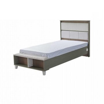 JVmoebel Schlafzimmer-Set Kindermöbel Garnitur Kinderzimmer Bett Kinderbett Grau Holz Set 4tlg, (4-St., Kinderbett, Nachttisch, Kleiderschrank, Schreibtisch), Made in Europa