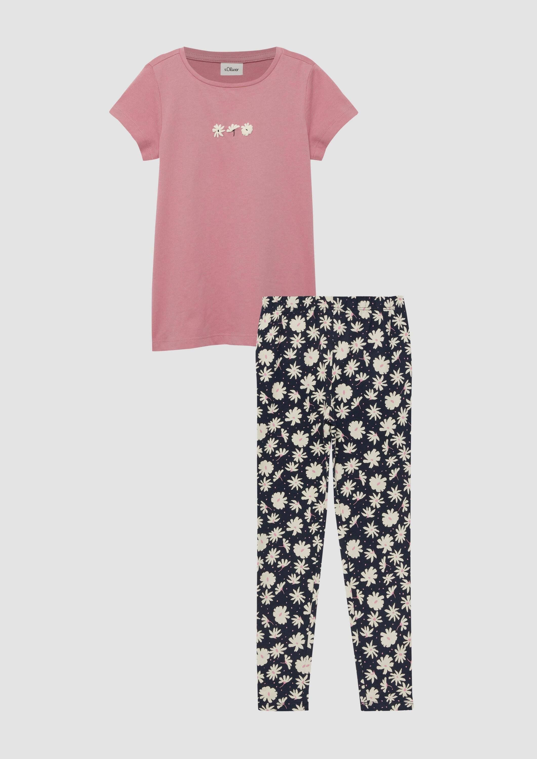 s.Oliver Kurzarmshirt T-Shirt Set aus T-Shirt im A-Shape und Leggings mit All-over-Print