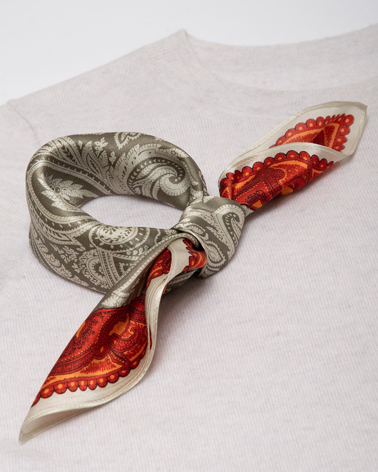 MayTree Seidentuch quadratisch Farn 53x53 taupe ziegelrot, Nickituch, Banda günstig online kaufen