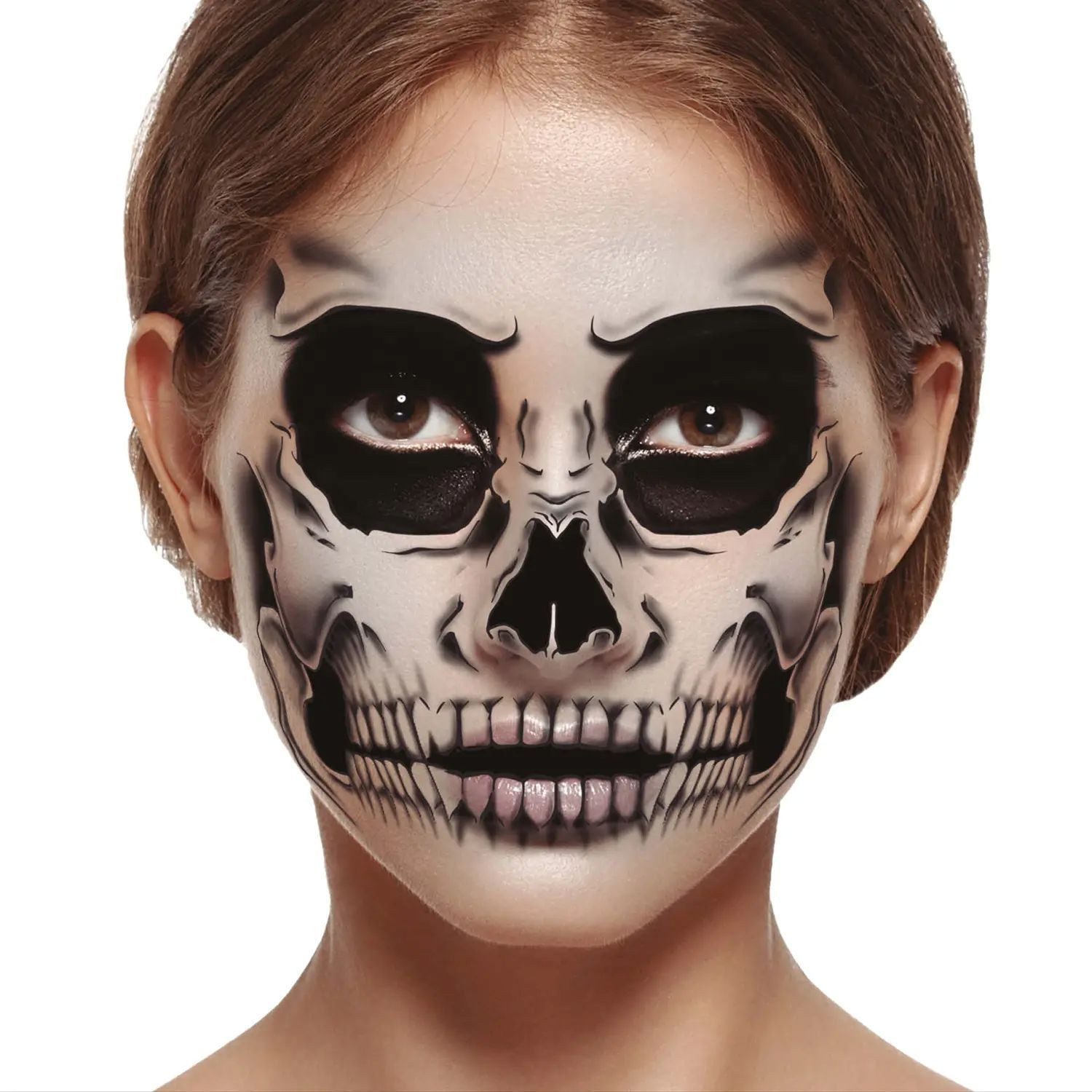 Theaterschminke Halloween Gesicht-Tattoo 'Skelett', 30 x 14 cm
