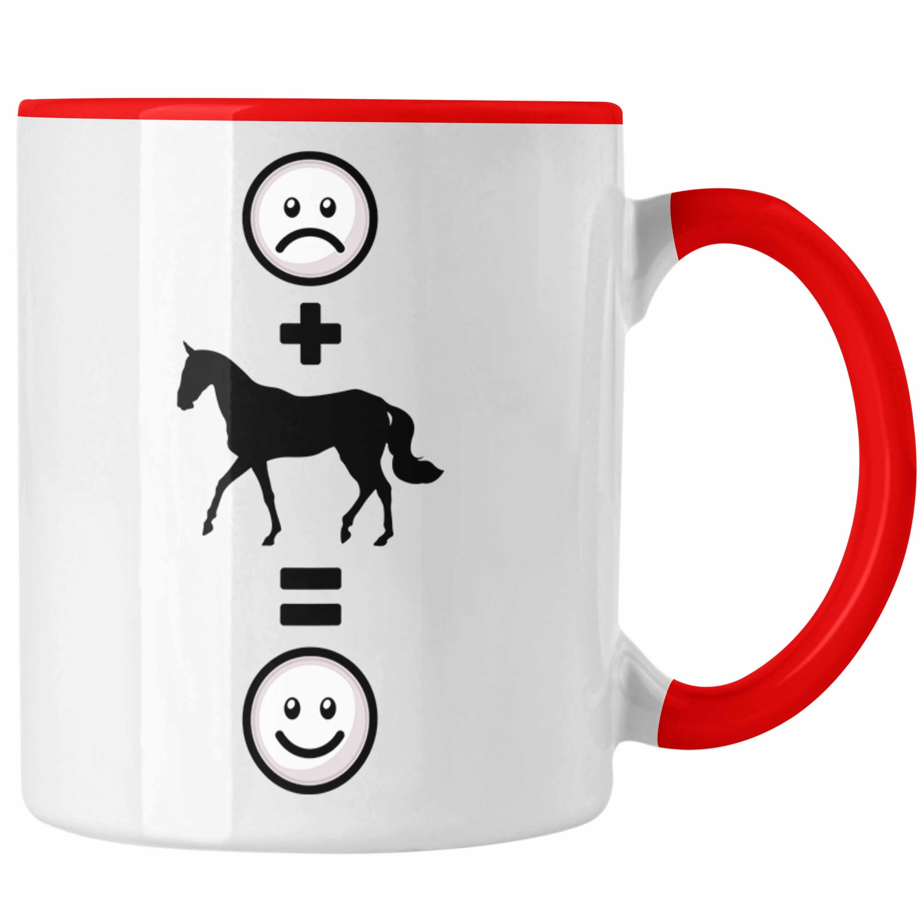 Trendation Tasse Pferde Reiten Tasse Geschenk für Reiterin Pferdeliebhaber :(Pferd Rot