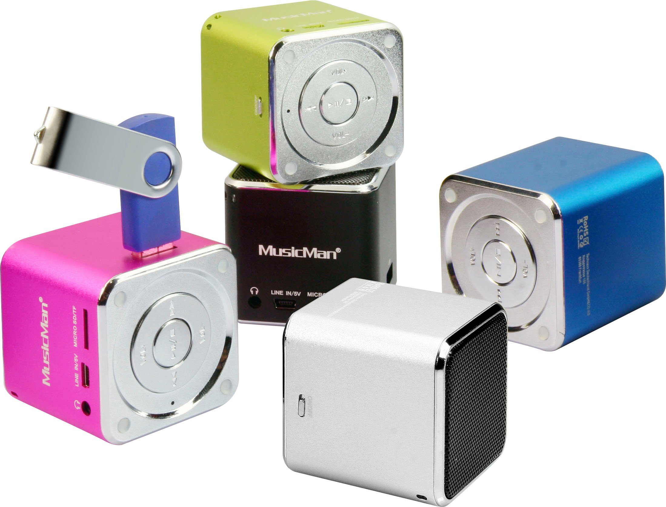 Technaxx (3 Portable-Lautsprecher Mini silberfarben Soundstation MusicMan W)