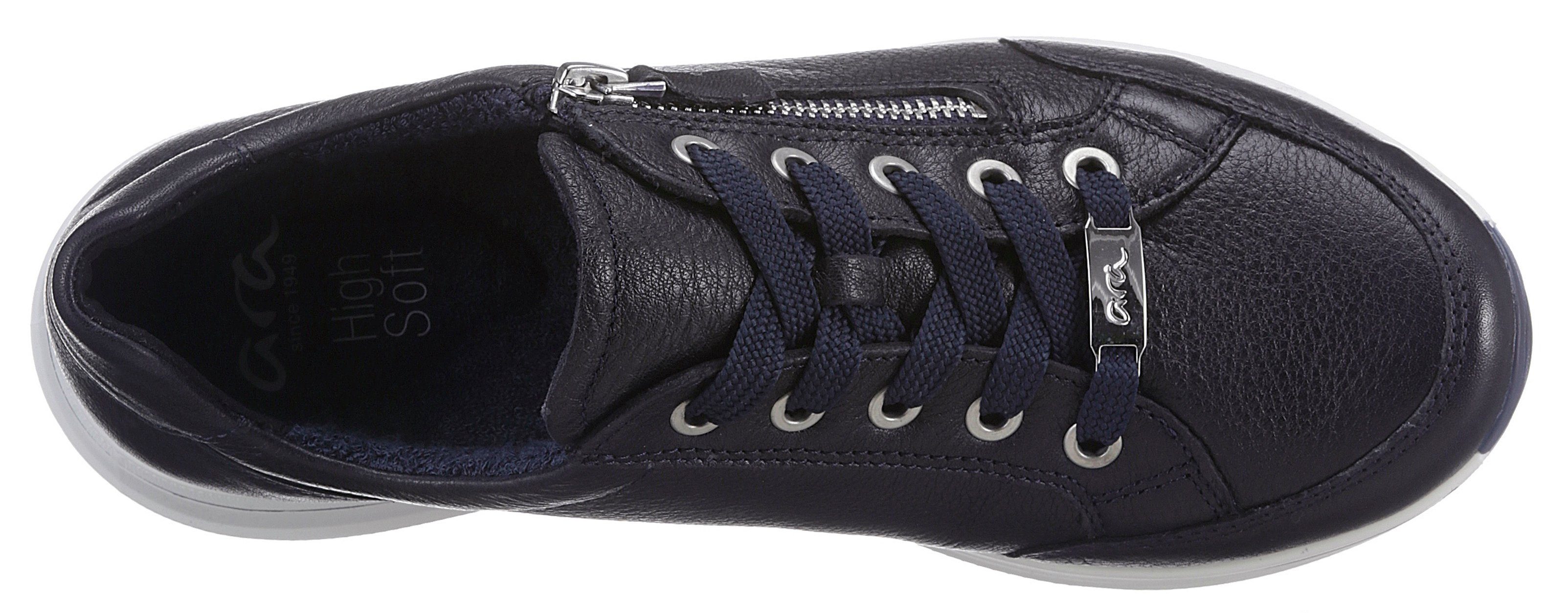 Ara Sneaker H-Weite blau OSAKA Reißverschluss, mit seitlichem