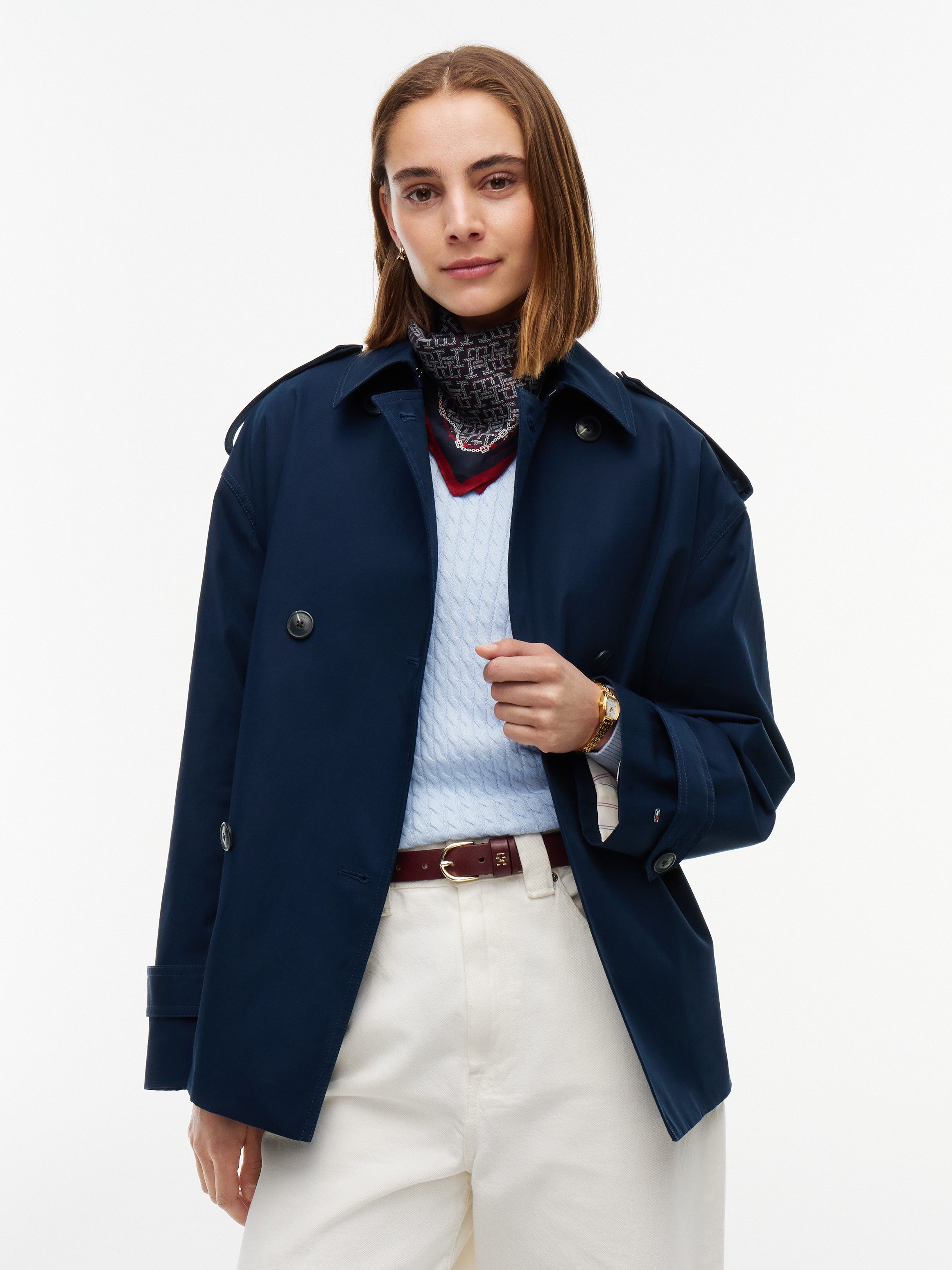 Tommy Hilfiger Kurzjacke COTTON SHORT TRENCH Baumwolle, Trenchcoat Style