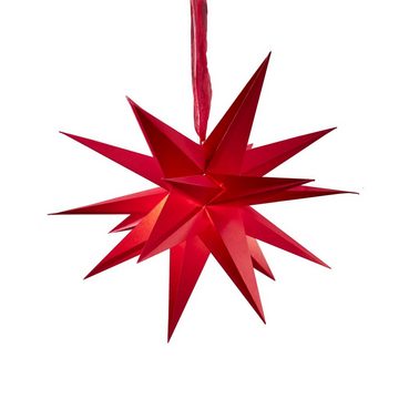 MARELIDA LED Stern Papierstern 3D Stern mit Band Weihnachtsstern Faltstern D: 35cm rot