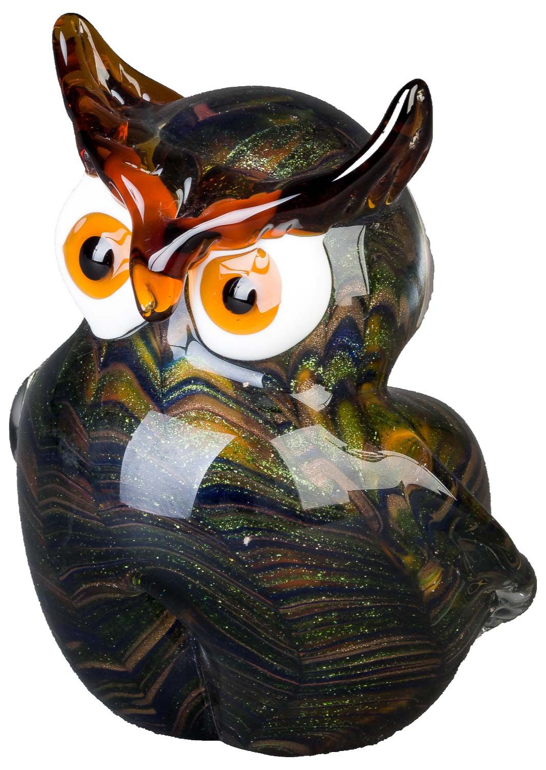 Dekoobjekt Glasfigur Figur Skulptur Eule Glas Glasskulptur im Murano Antik-Stil -